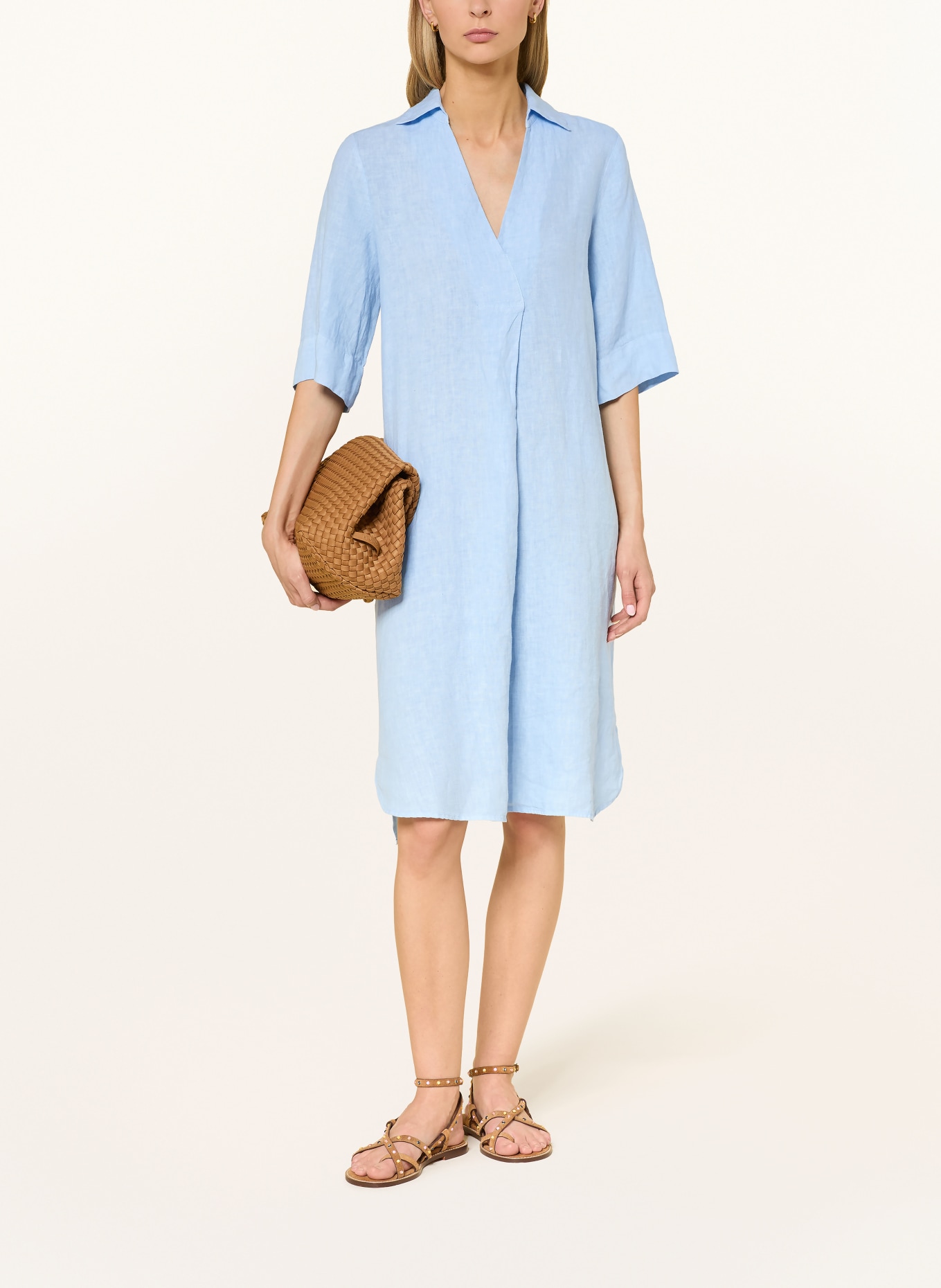 Backstage Lniana sukienka ALBANO z rękawami 3/4: JASNONIEBIESKI