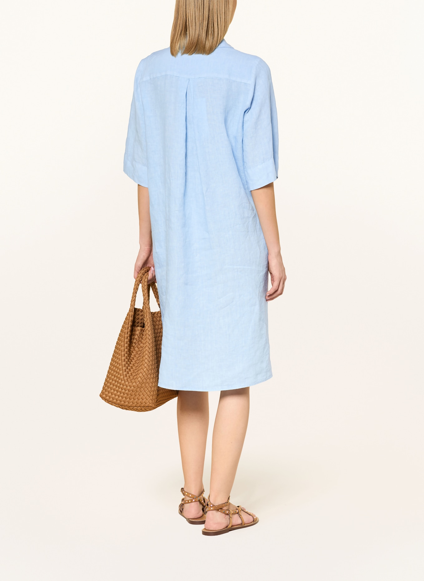 Backstage Lniana sukienka ALBANO z rękawami 3/4: JASNONIEBIESKI