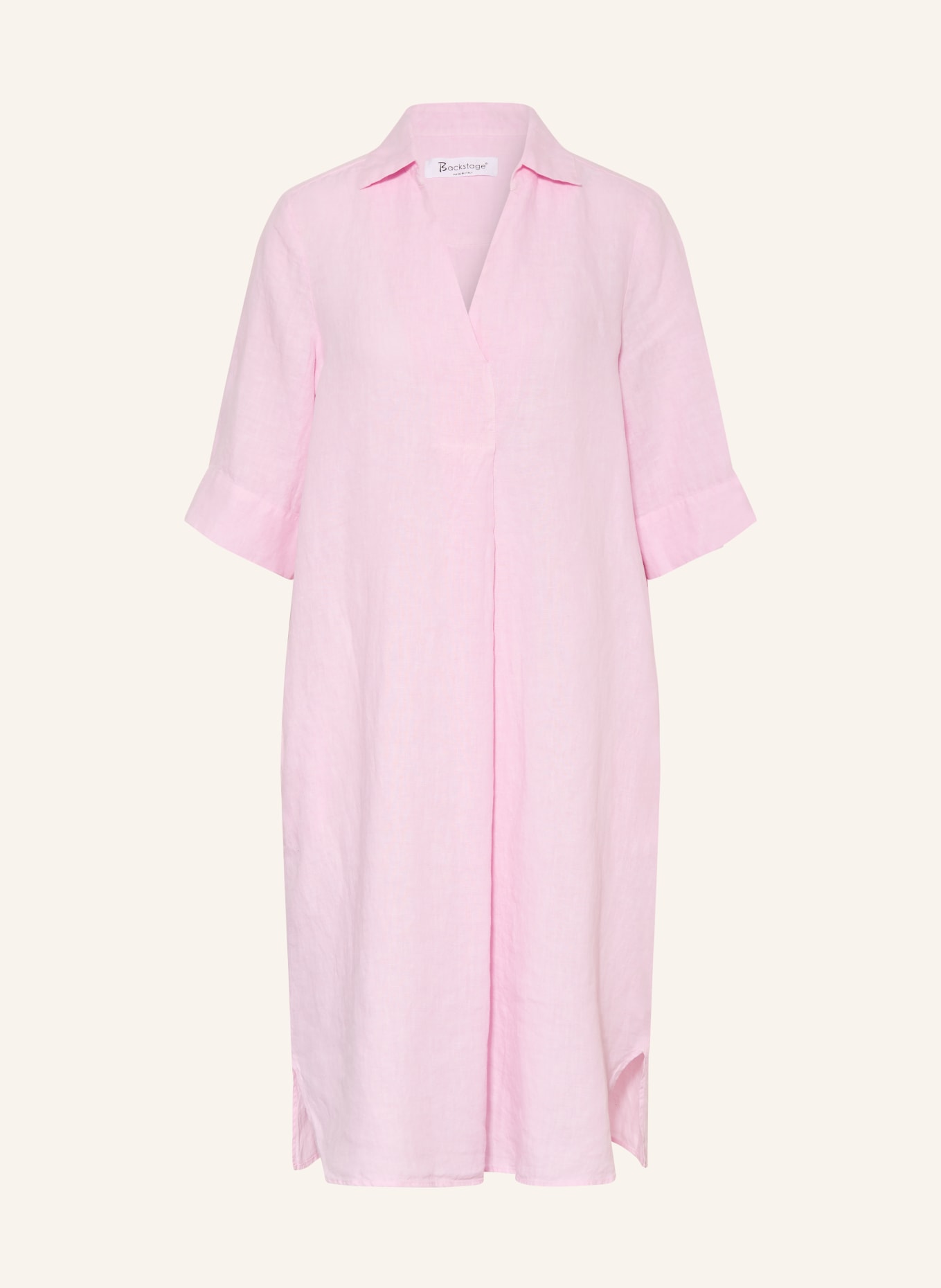 Backstage Lniana sukienka ALBANO z rękawami 3/4: RÓŻOWY