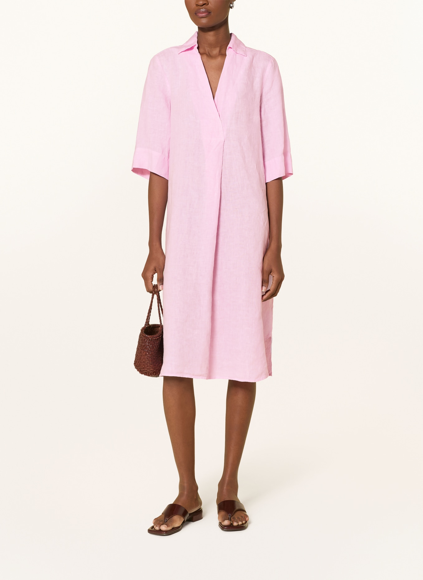 Backstage Lniana sukienka ALBANO z rękawami 3/4: RÓŻOWY