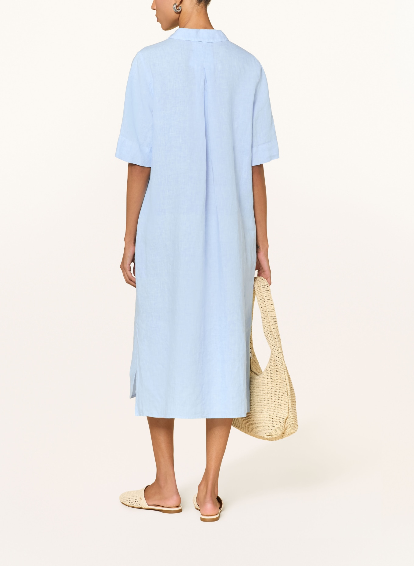 Backstage Linnen jurk ALBA: LICHTBLAUW