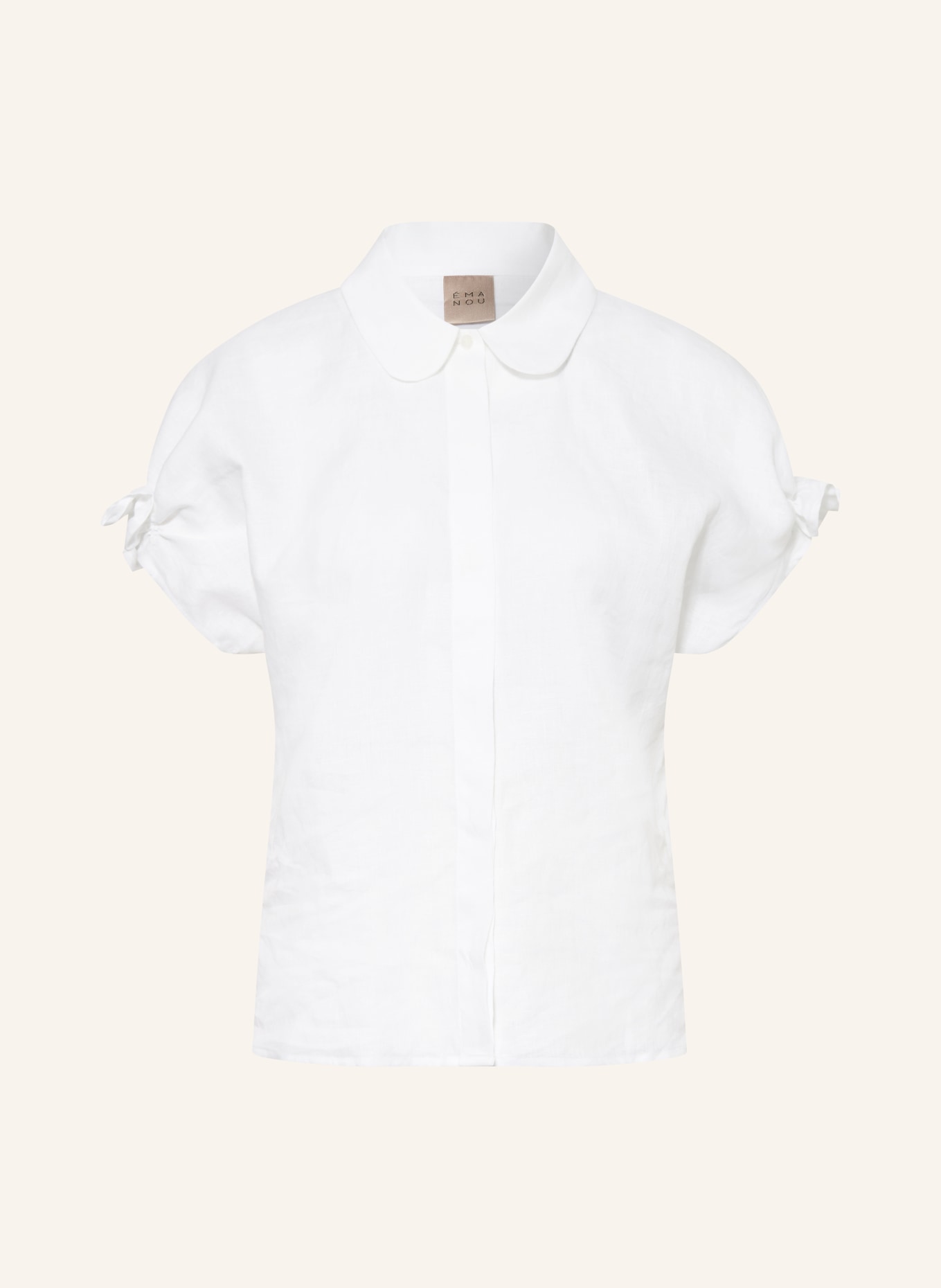 ÉMANOU Blouse DARIA van linnen met ruches: WIT