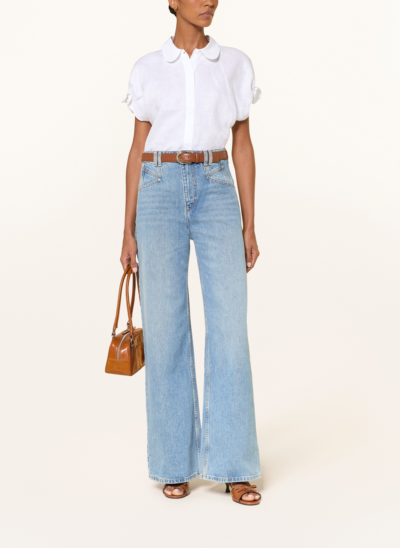 ÉMANOU Blouse DARIA van linnen met ruches: WIT