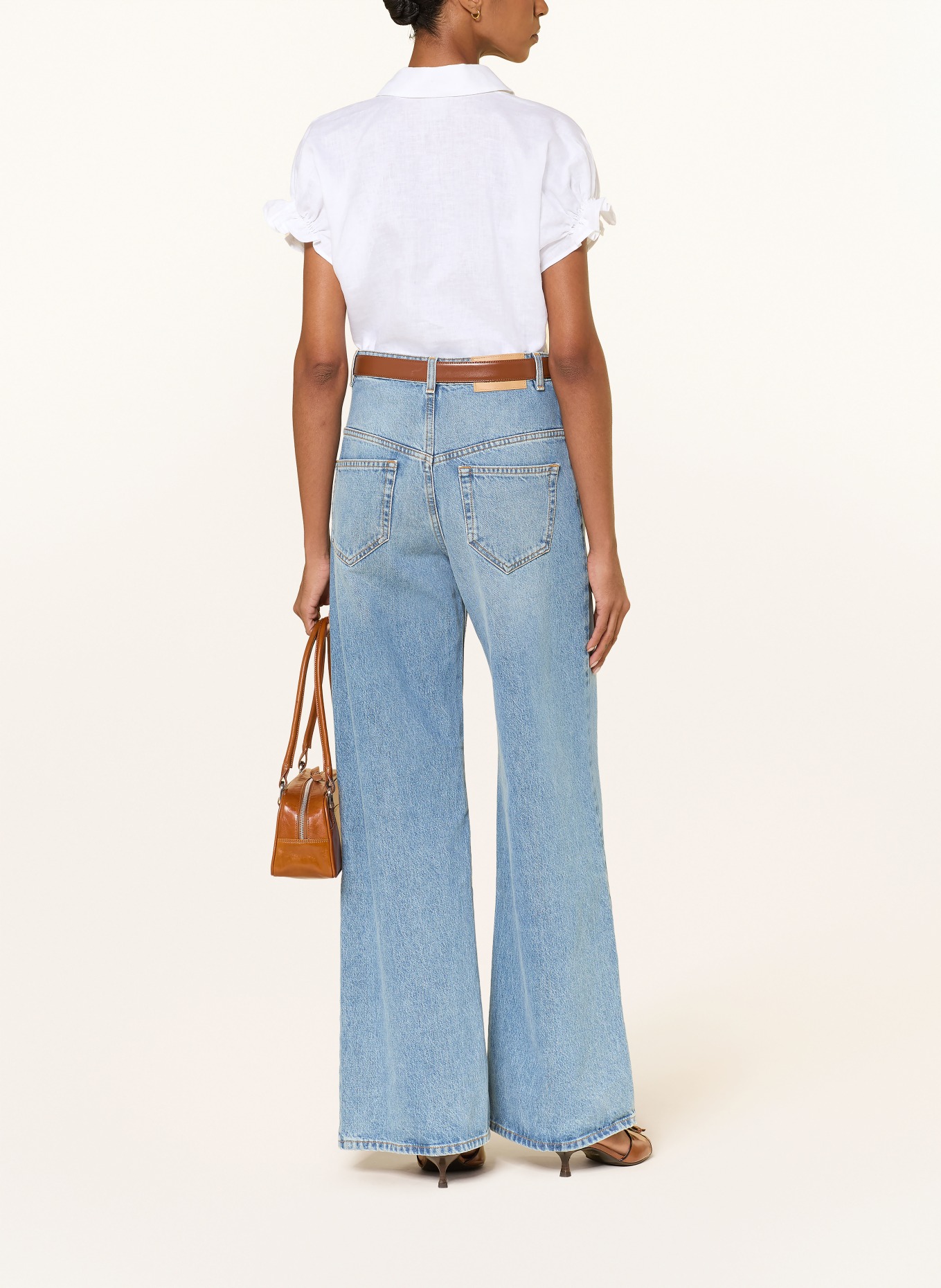 ÉMANOU Blouse DARIA van linnen met ruches: WIT