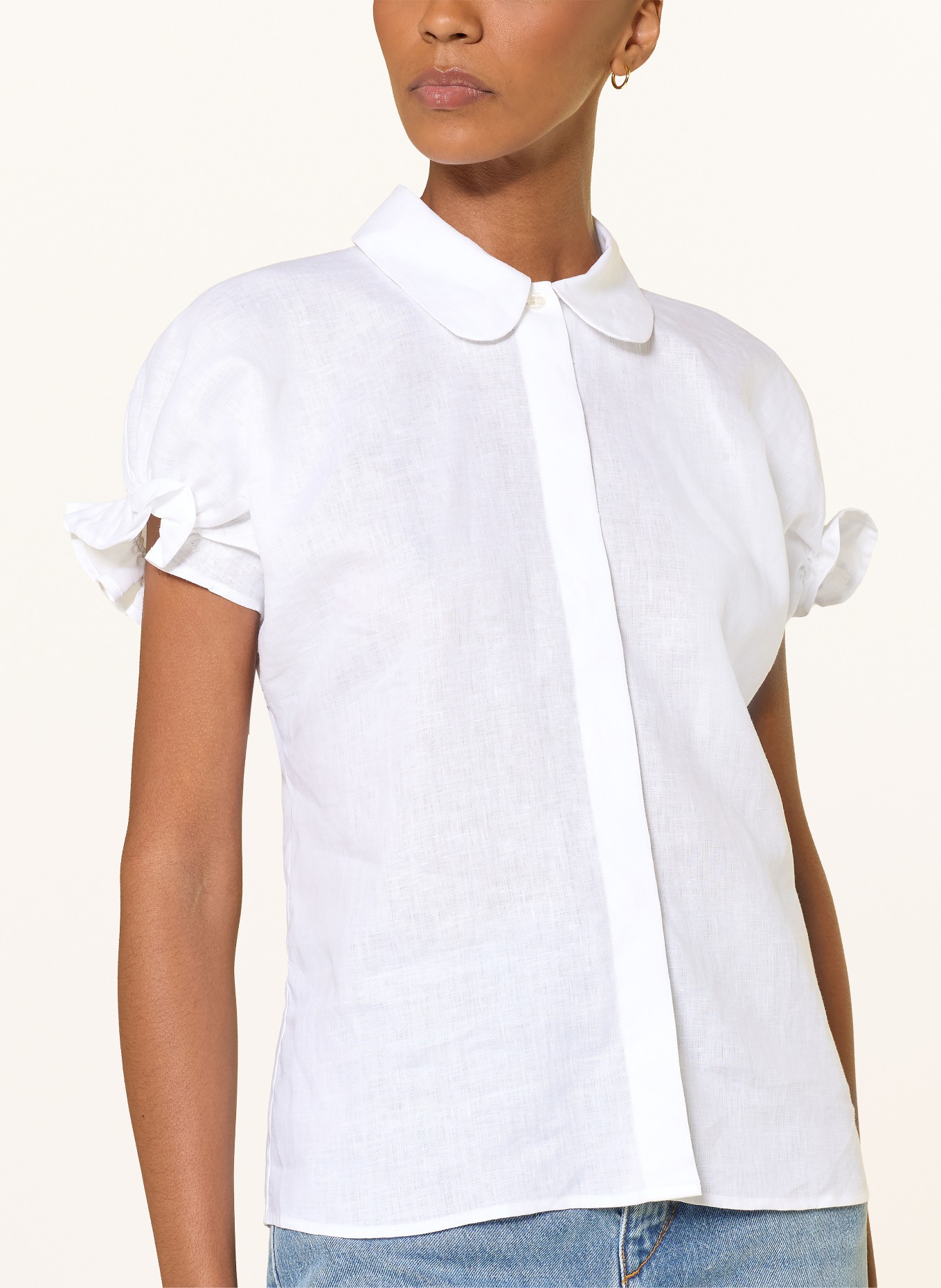 ÉMANOU Blouse DARIA van linnen met ruches: WIT