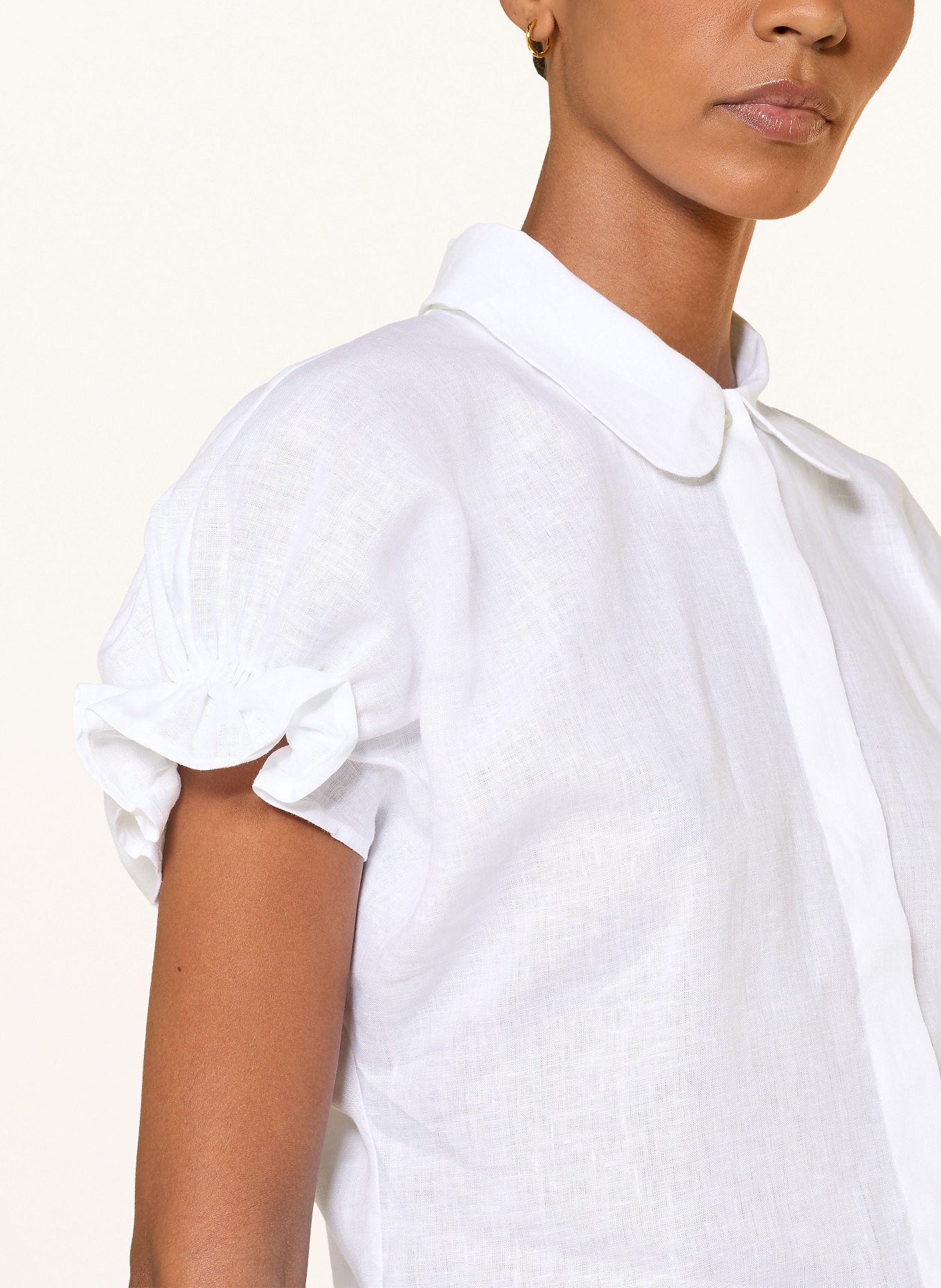 ÉMANOU Blouse DARIA van linnen met ruches: WIT