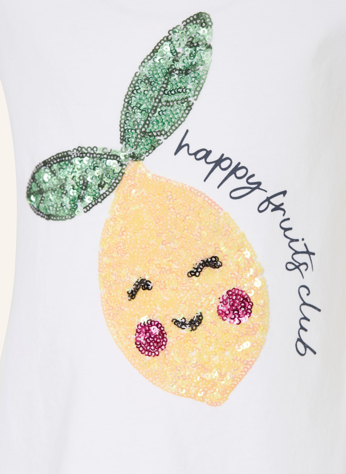 s.Oliver RED T-shirt à paillettes: BLANC / JAUNE / GROEN