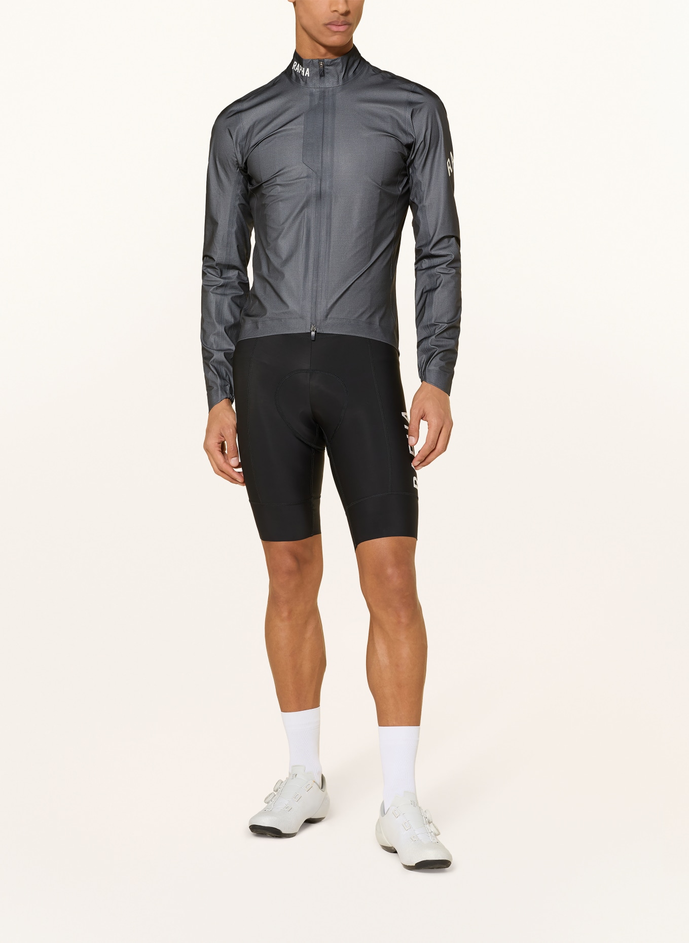Rapha PRO TEAM GTX Cycling Jacket: DARK GRAY / WHITE