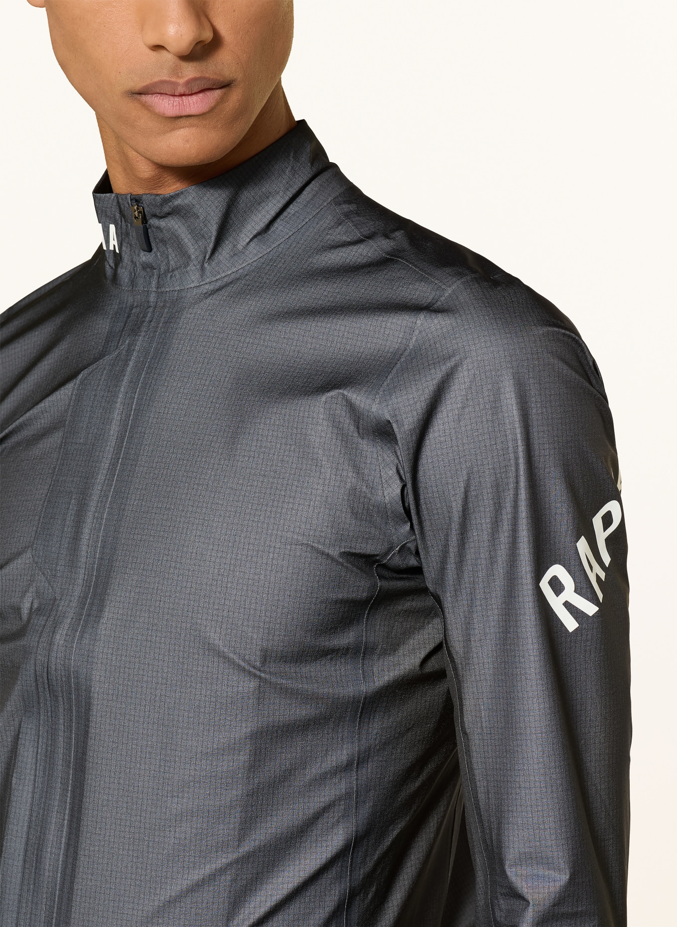 Rapha PRO TEAM GTX Cycling Jacket: DARK GRAY / WHITE
