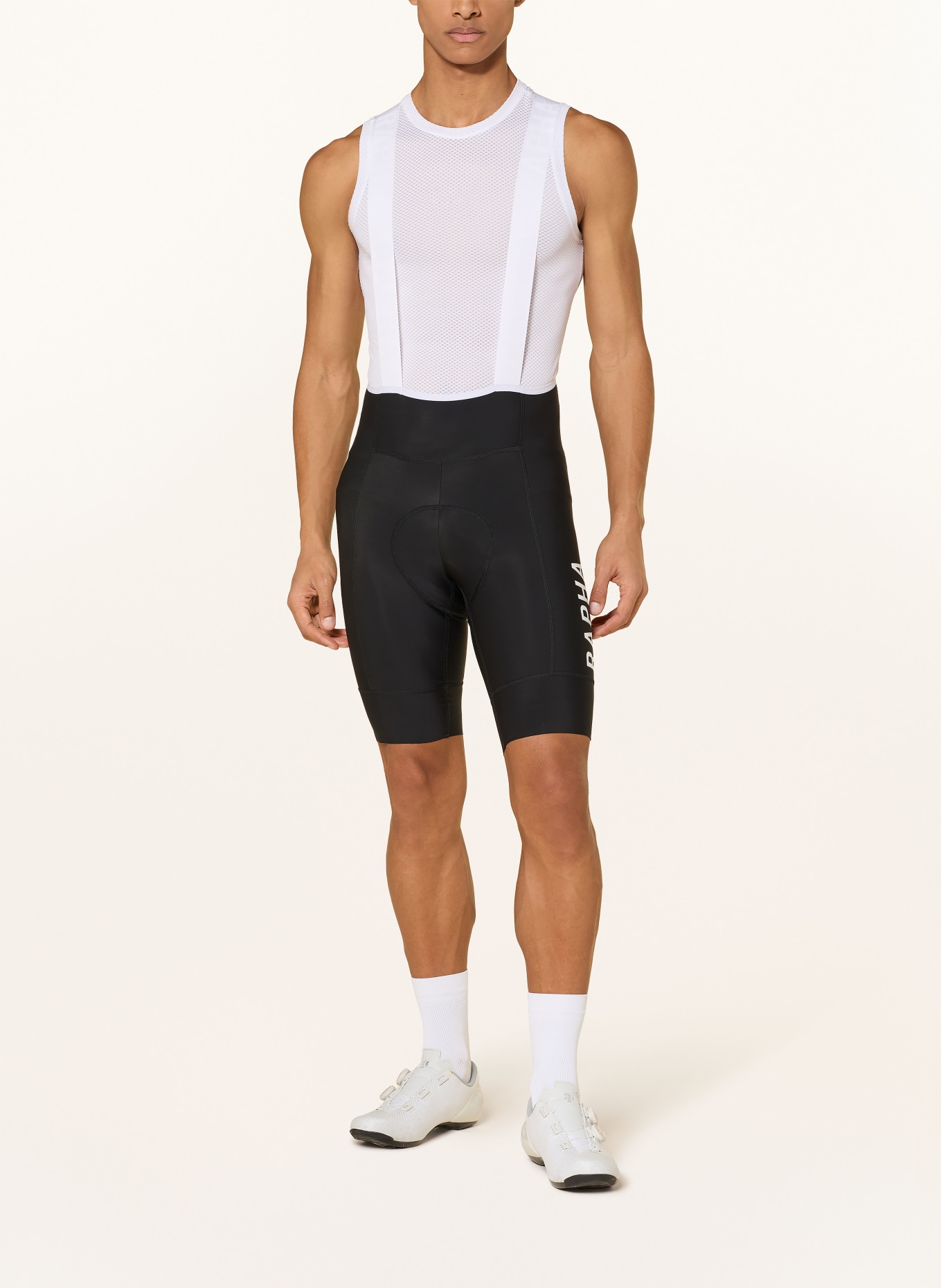Rapha Radhose PRO TEAM TRAINING BIB II mit Trägern und gepolstertem Einsatz: SCHWARZ / WEISS