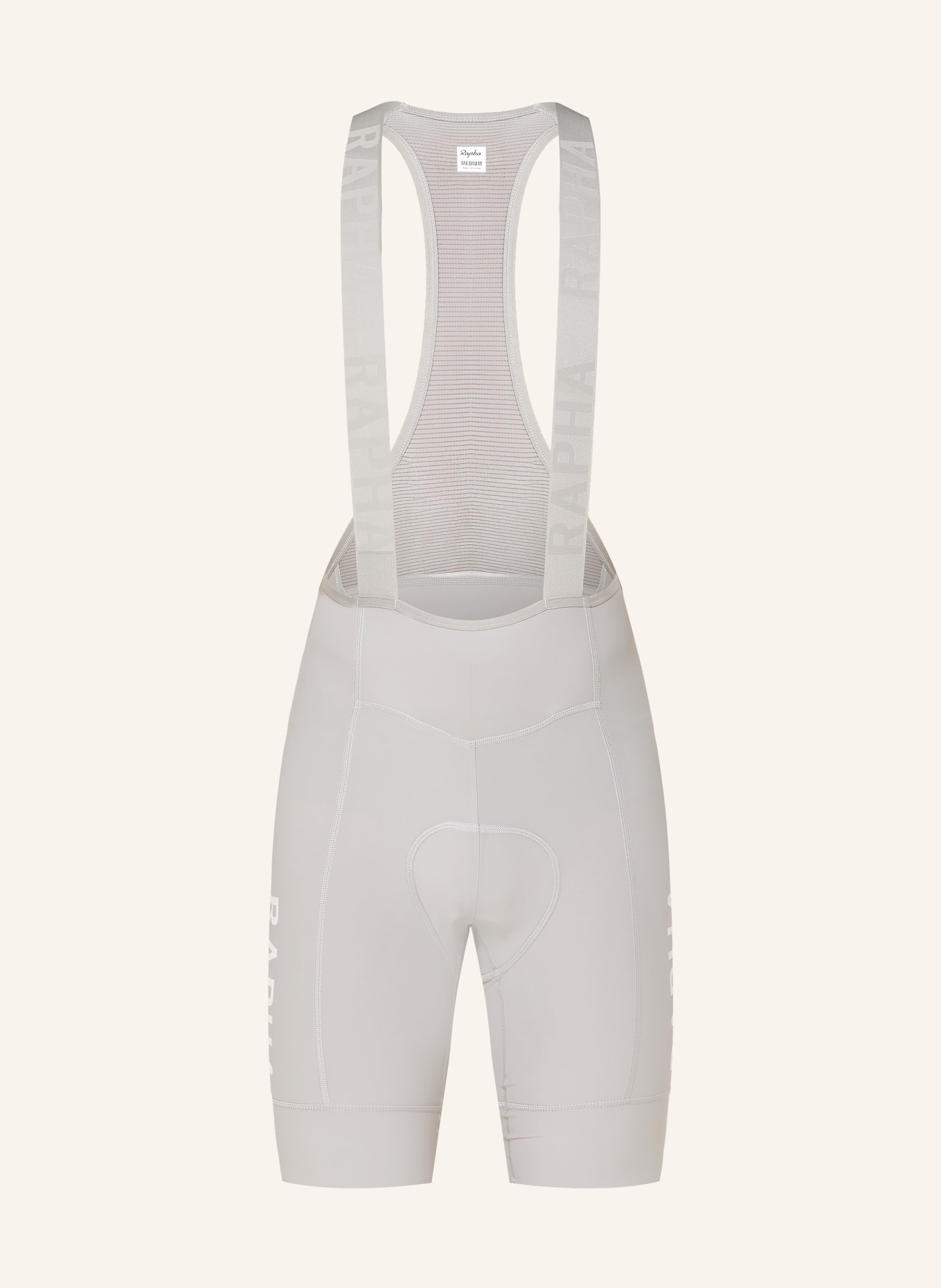 Rapha Radhose PRO TEAM TRAINING BIB II mit Trägern und gepolstertem Einsatz: GRAU / WEISS