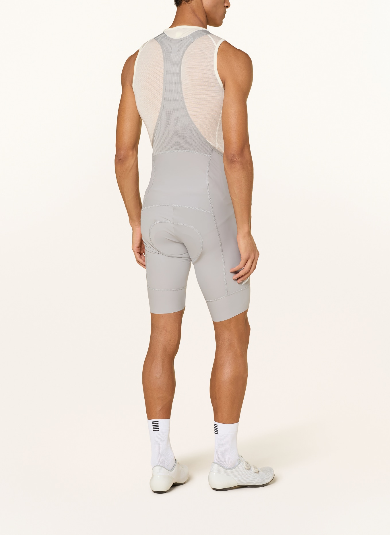 Rapha Radhose PRO TEAM TRAINING BIB II mit Trägern und gepolstertem Einsatz: GRAU / WEISS