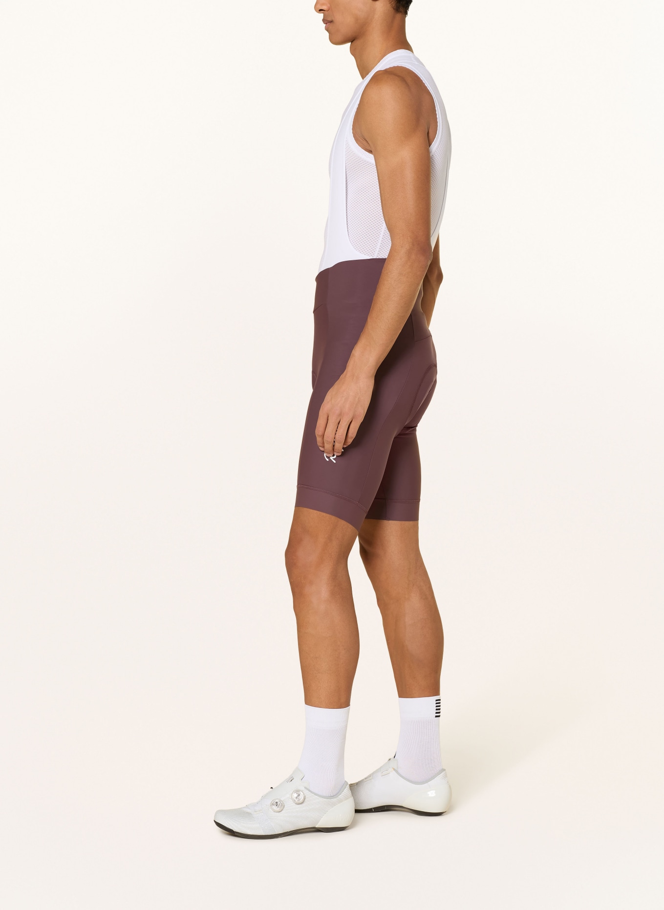 Rapha Radhose CORE BIB mit Trägern und gepolstertem Einsatz: DUNKELLILA / WEISS