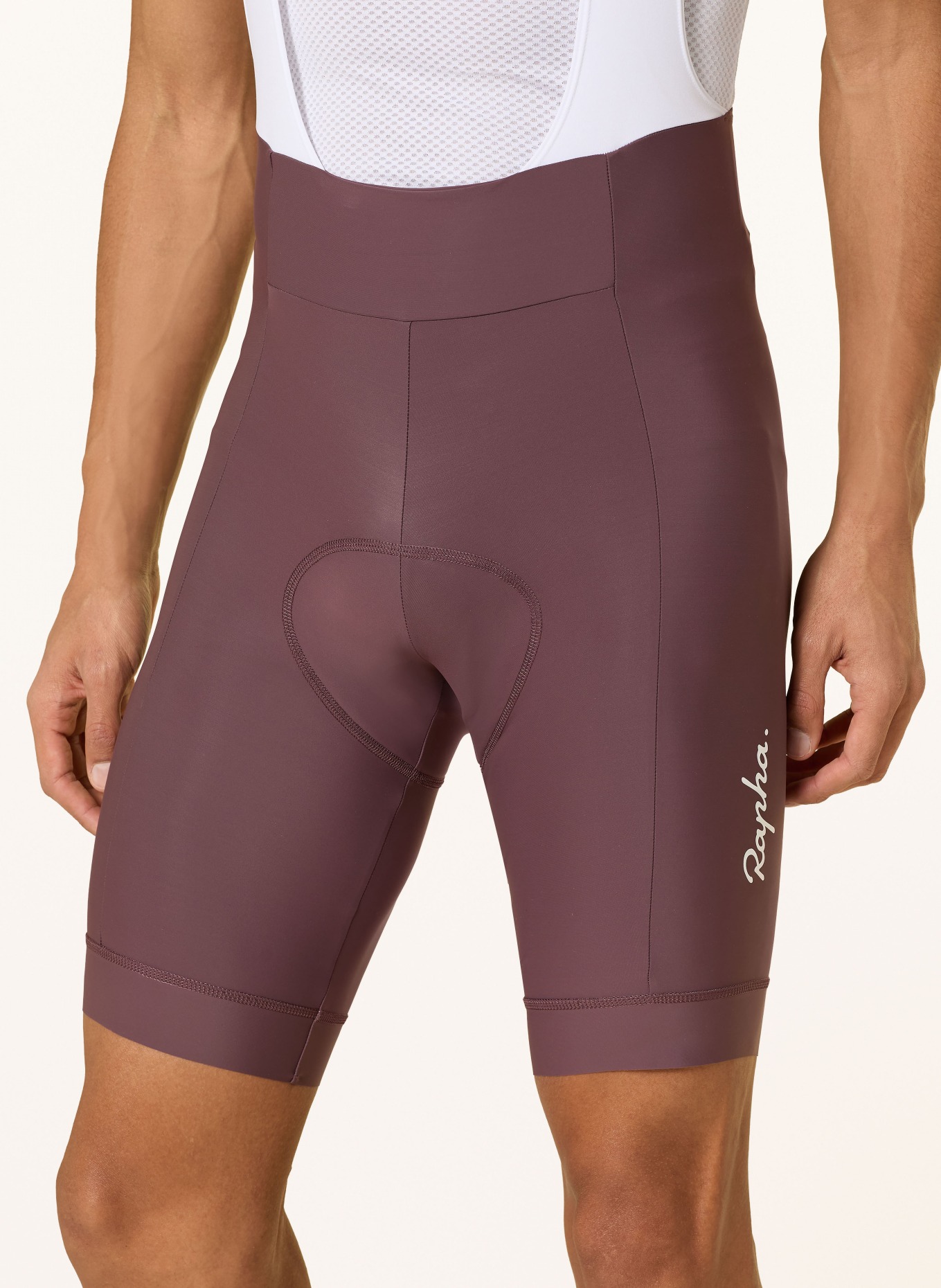 Rapha Radhose CORE BIB mit Trägern und gepolstertem Einsatz: DUNKELLILA / WEISS