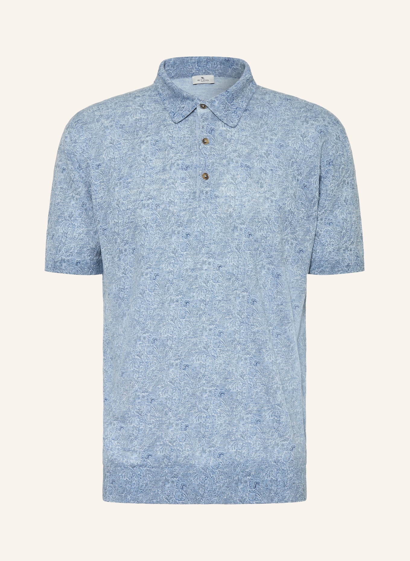 ETRO Strick-Poloshirt Regular Fit aus Leinen: HELLBLAU