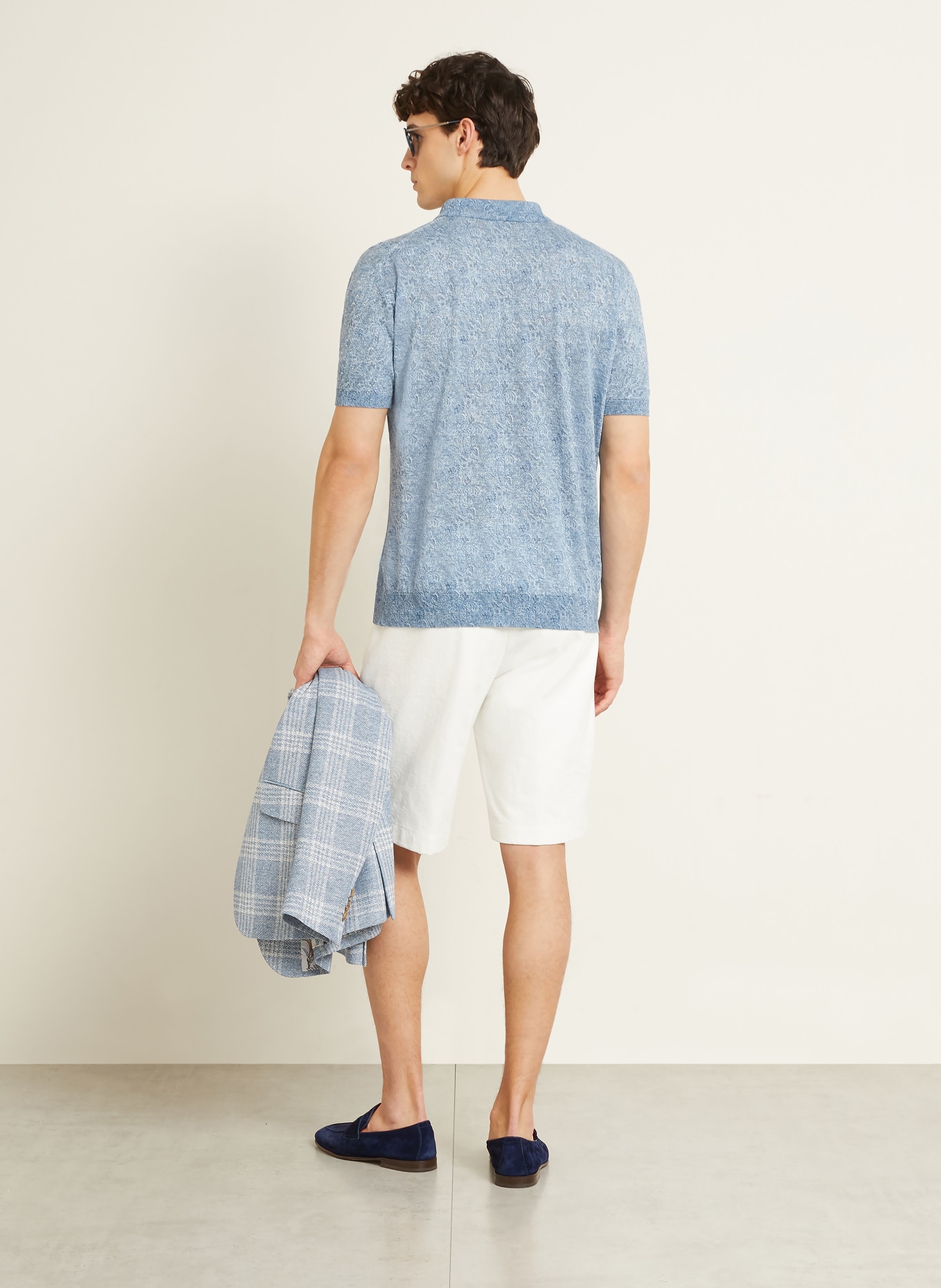 ETRO Strick-Poloshirt Regular Fit aus Leinen: HELLBLAU