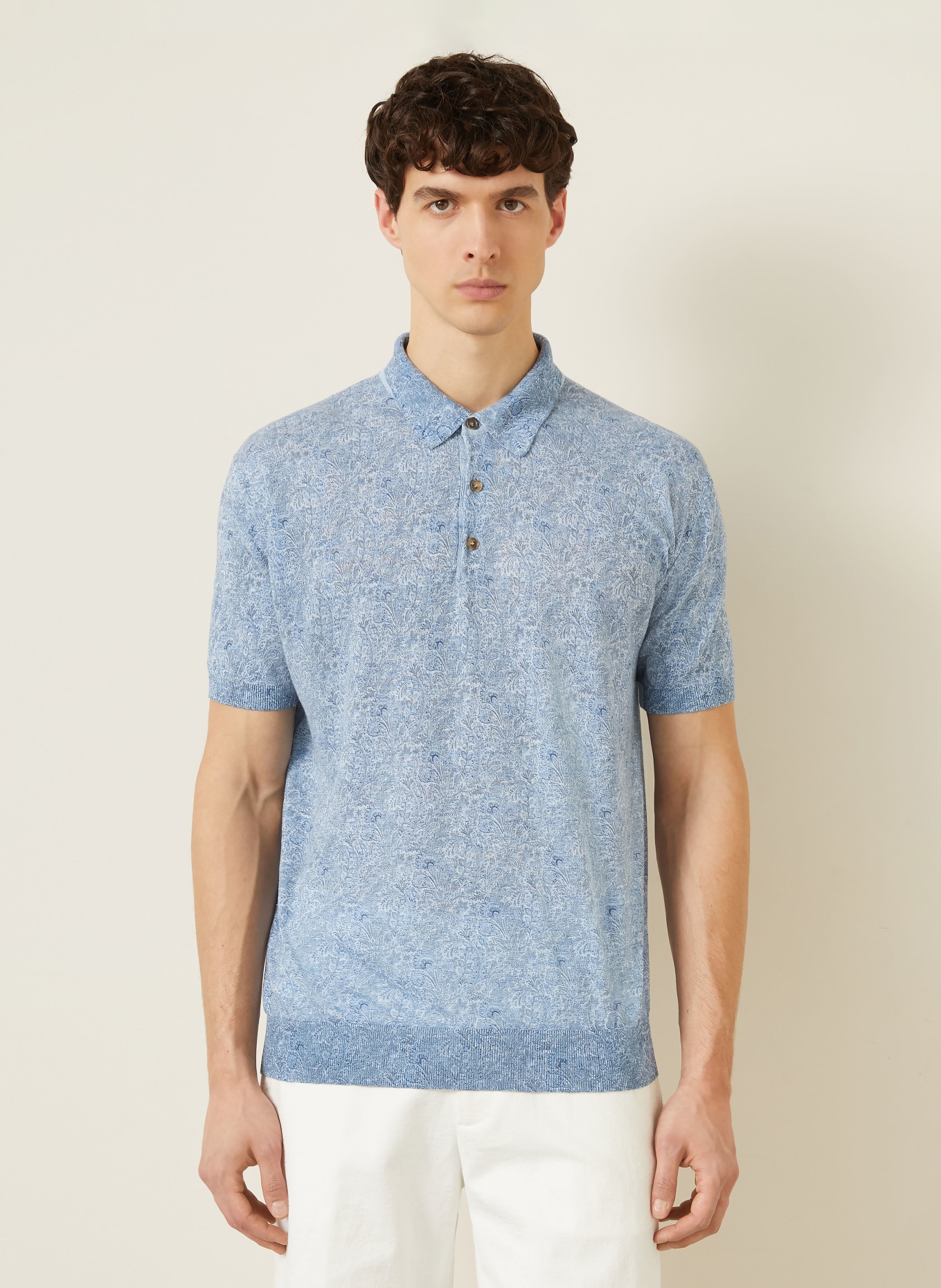 ETRO Strick-Poloshirt Regular Fit aus Leinen: HELLBLAU