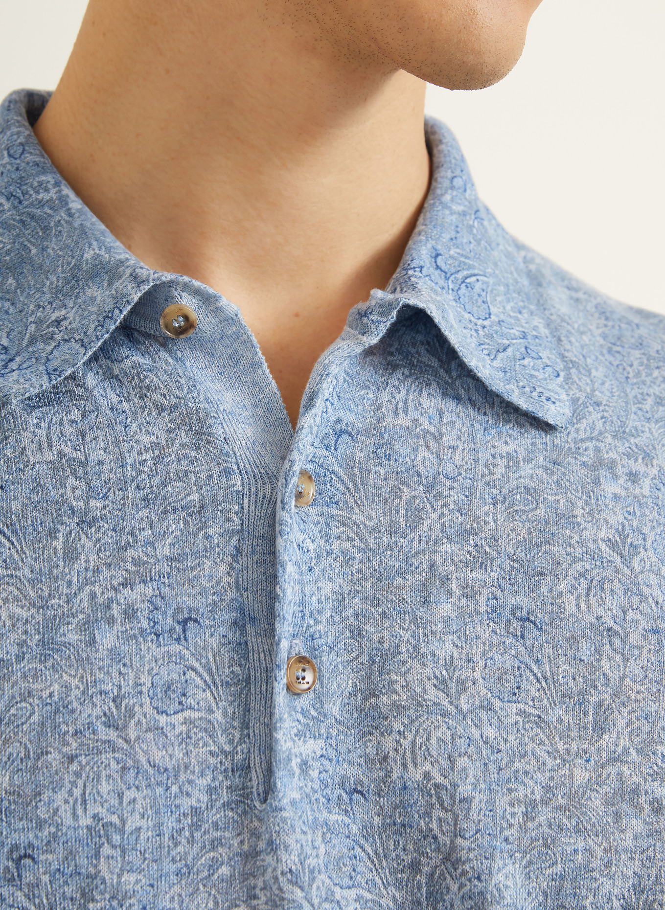 ETRO Strick-Poloshirt Regular Fit aus Leinen: HELLBLAU