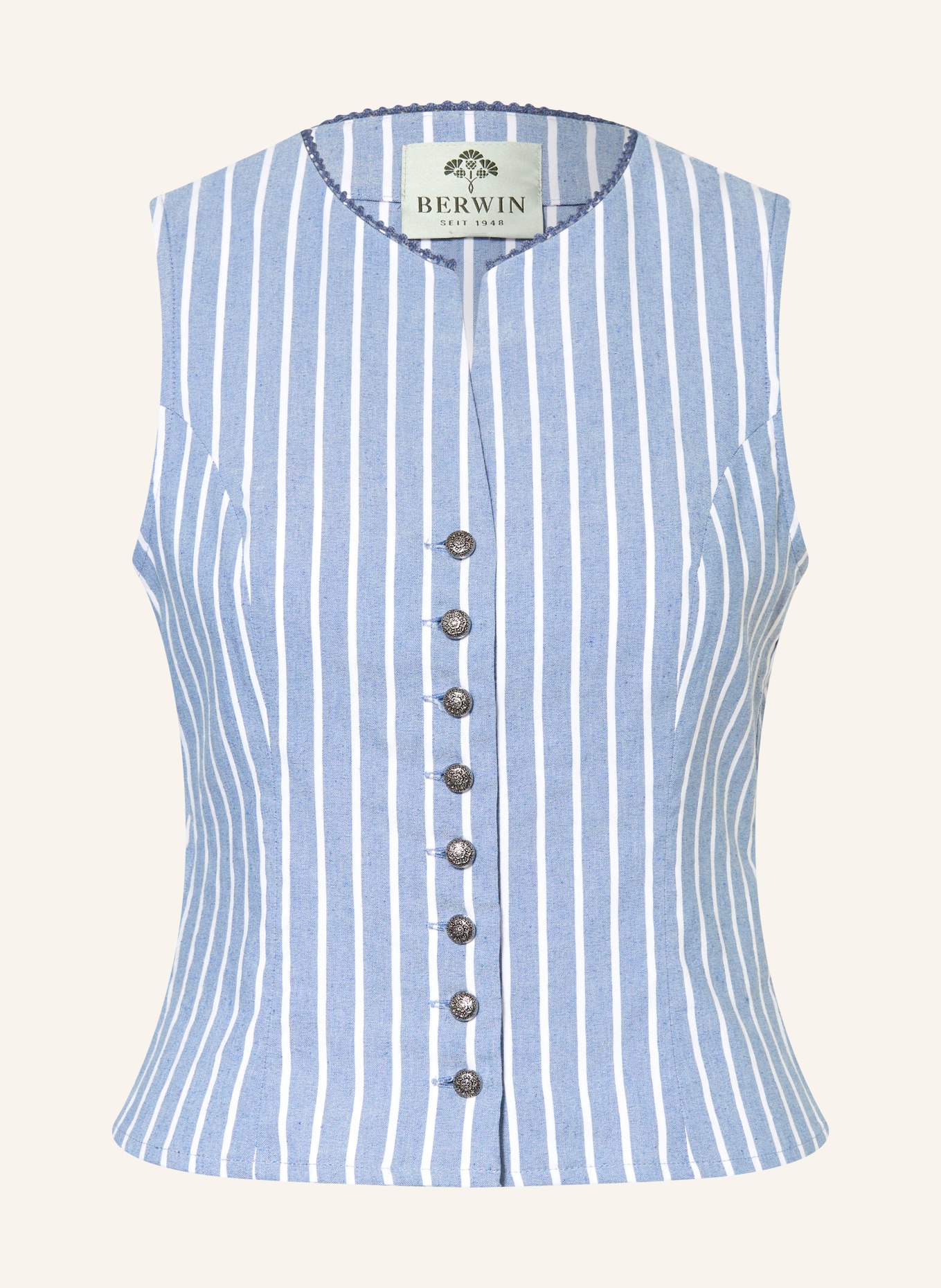 BERWIN & WOLFF Gorset w stylu ludowym z falbanami: JASNONIEBIESKI / BIAŁY