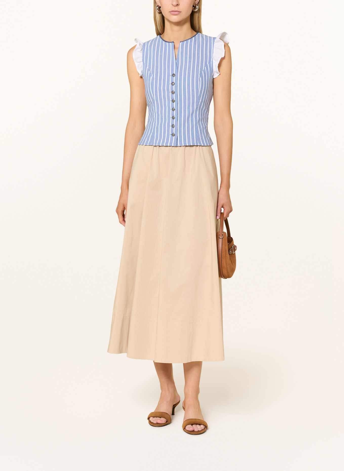 BERWIN & WOLFF Gorset w stylu ludowym z falbanami: JASNONIEBIESKI / BIAŁY