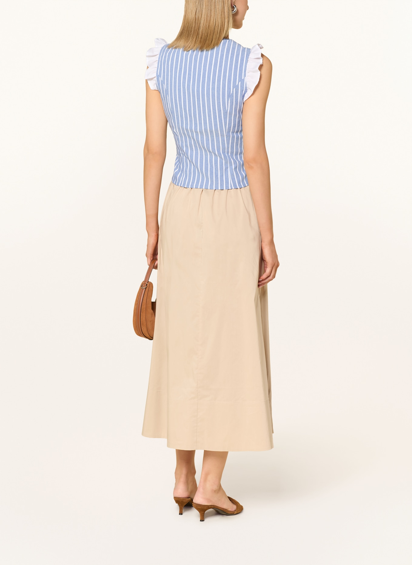 BERWIN & WOLFF Gorset w stylu ludowym z falbanami: JASNONIEBIESKI / BIAŁY