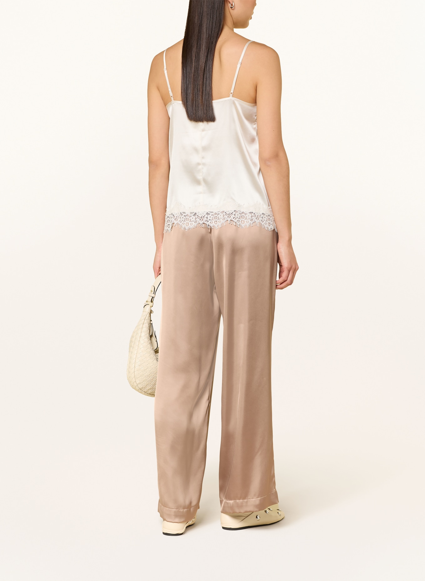 s.Oliver BLACK LABEL Spodnie satynowe: JASNOBRĄZOWY