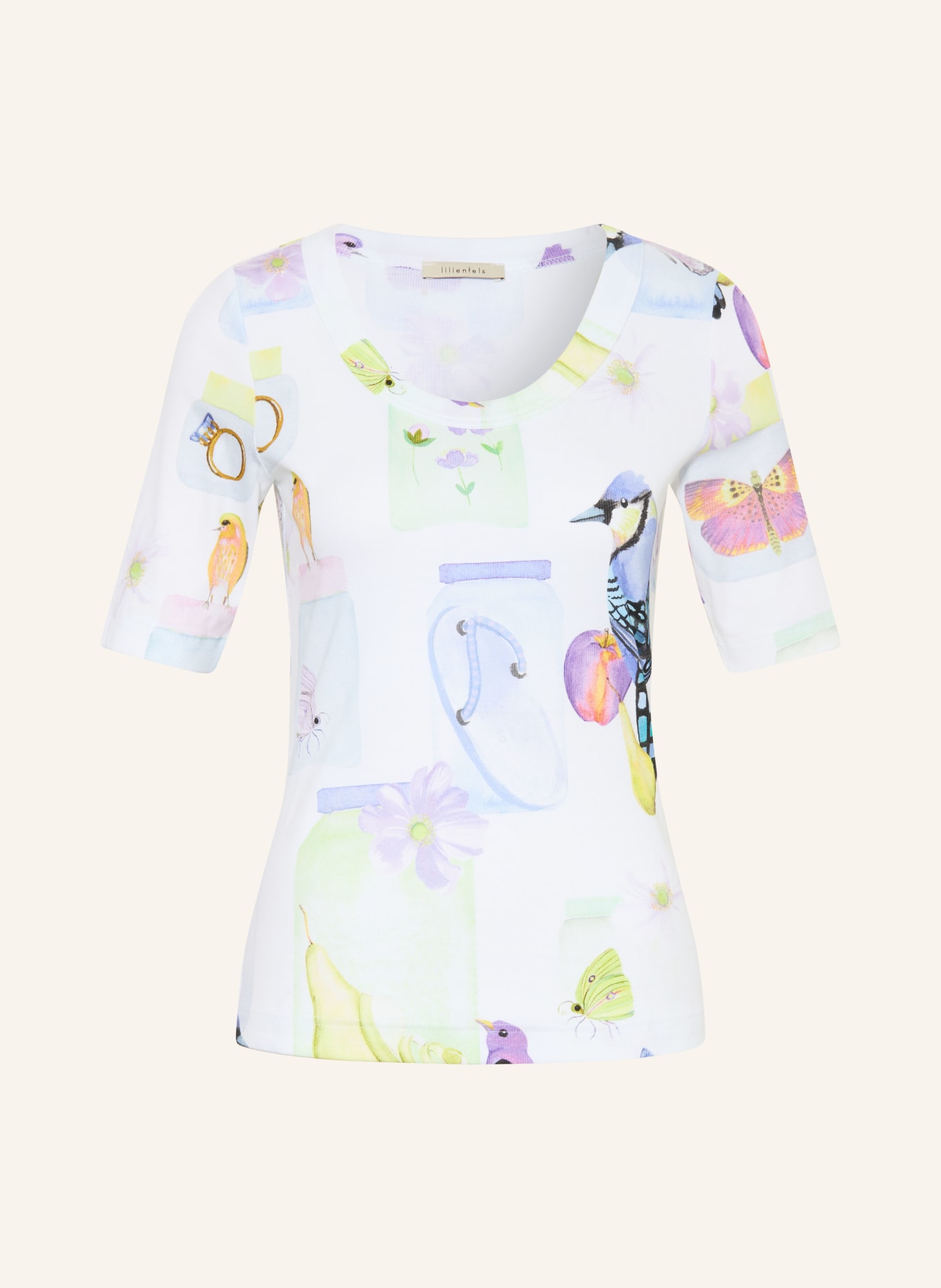 lilienfels T-shirt: WHITE / LIGHT PURPLE / YELLOW