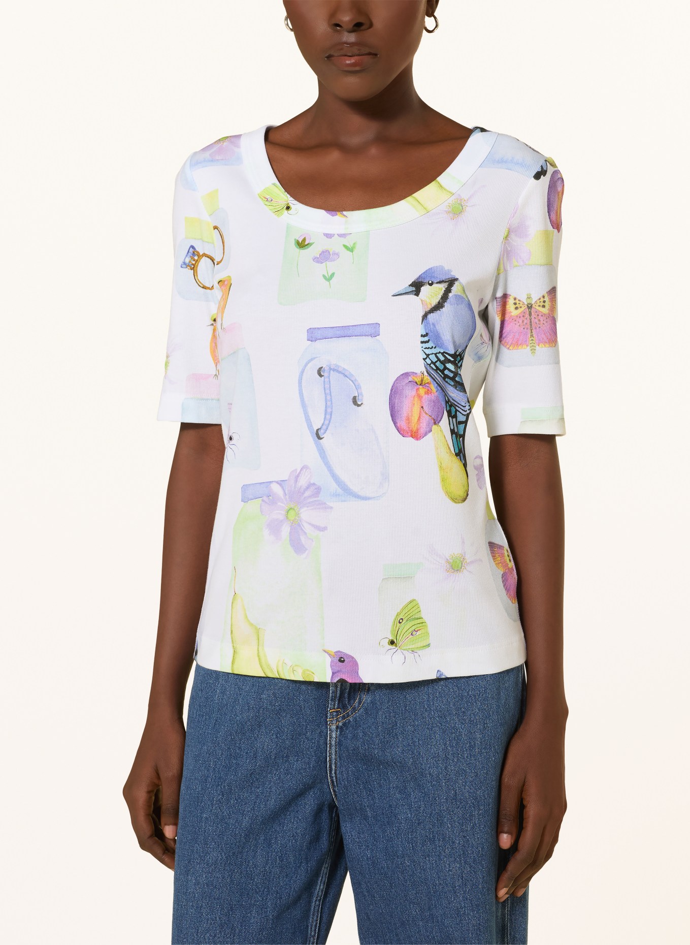 lilienfels T-shirt: WHITE / LIGHT PURPLE / YELLOW