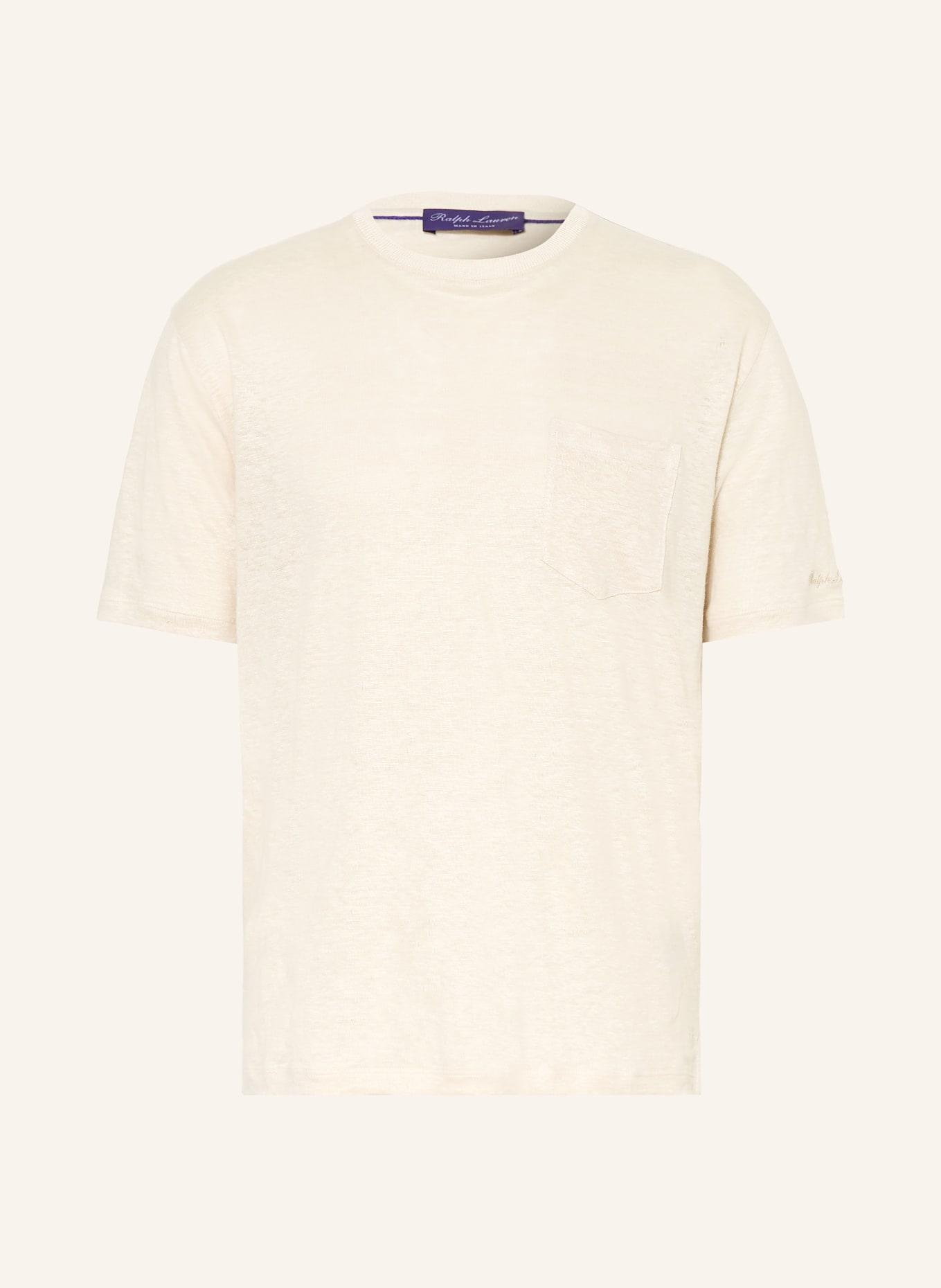 RALPH LAUREN PURPLE LABEL T-Shirt aus Leinen: HELLBRAUN
