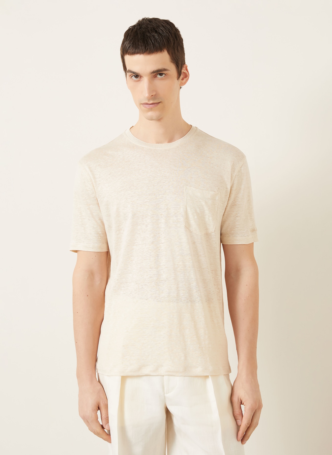 RALPH LAUREN PURPLE LABEL T-Shirt aus Leinen: HELLBRAUN