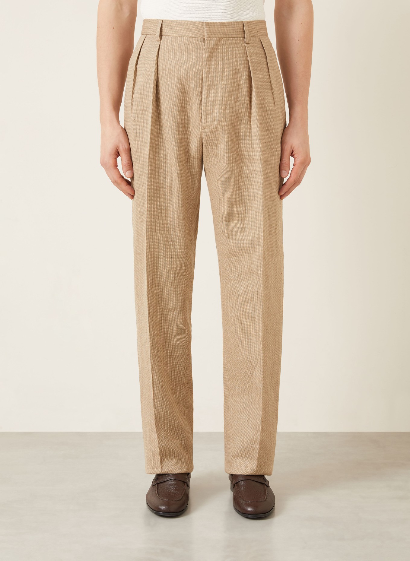 RALPH LAUREN PURPLE LABEL Regular-fit dress pants: 001 KHAKI MULTI