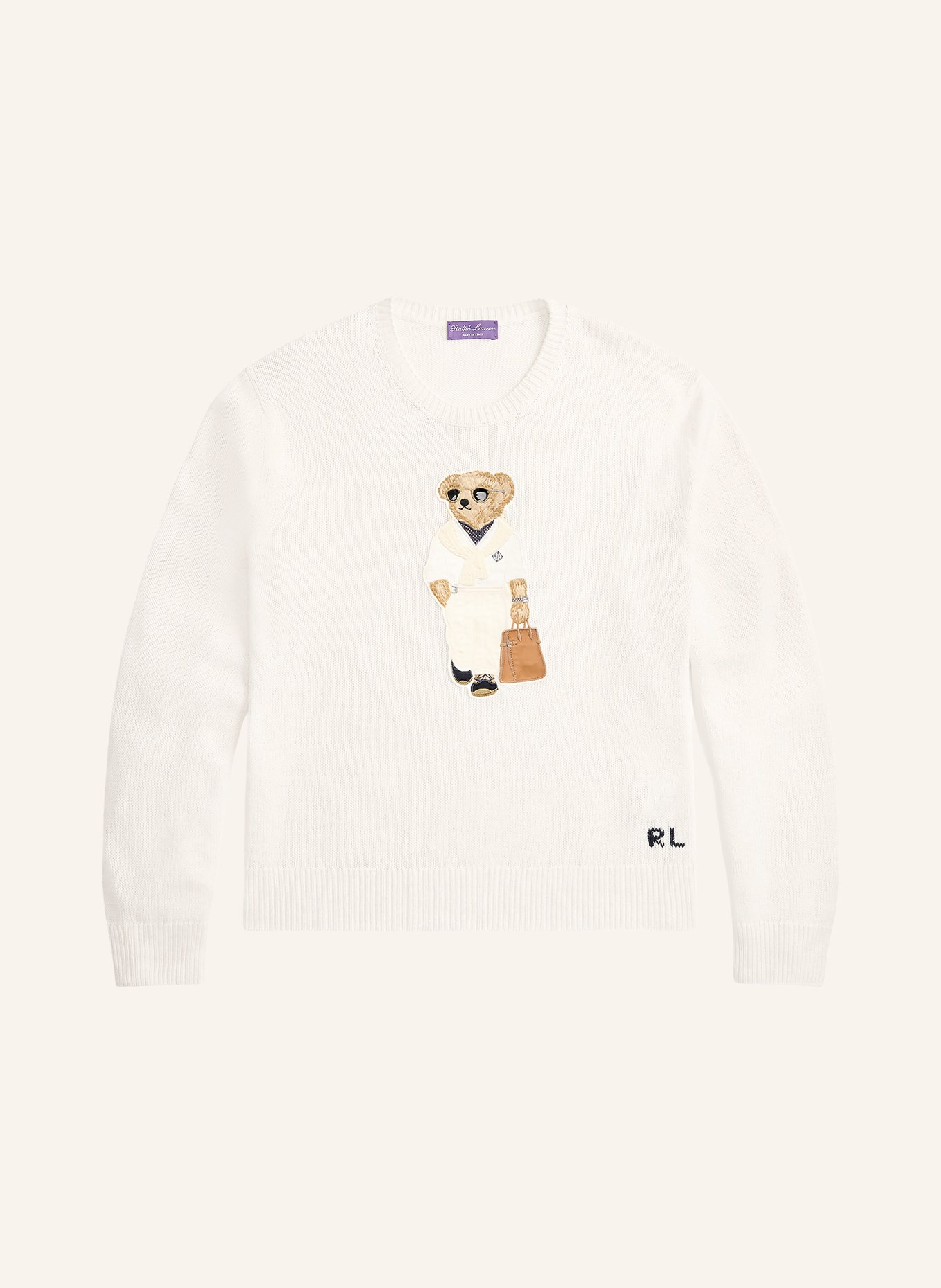 RALPH LAUREN PURPLE LABEL Pullover: CREME / BRAUN / SCHWARZ