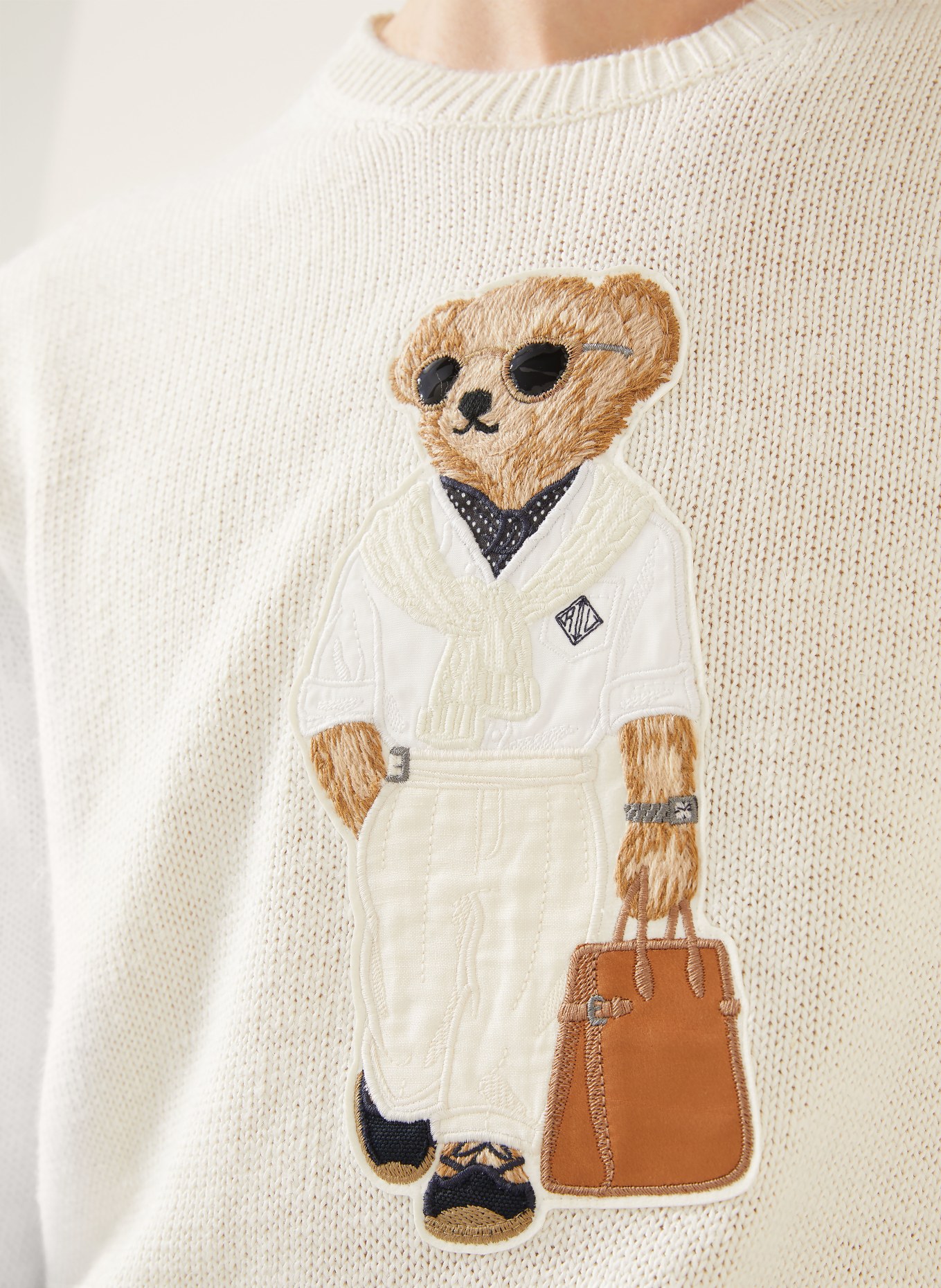 RALPH LAUREN PURPLE LABEL Pullover: CREME / BRAUN / SCHWARZ