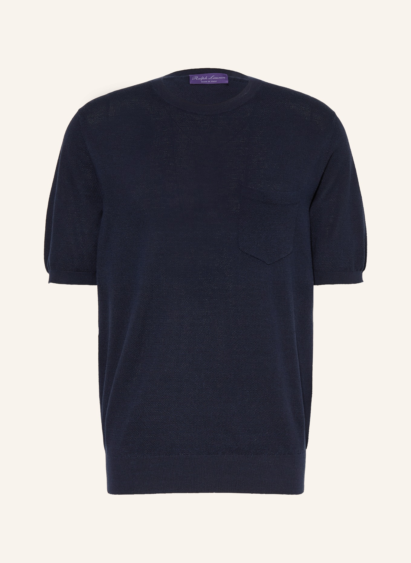 RALPH LAUREN PURPLE LABEL Strickshirt mit Seide: DUNKELBLAU