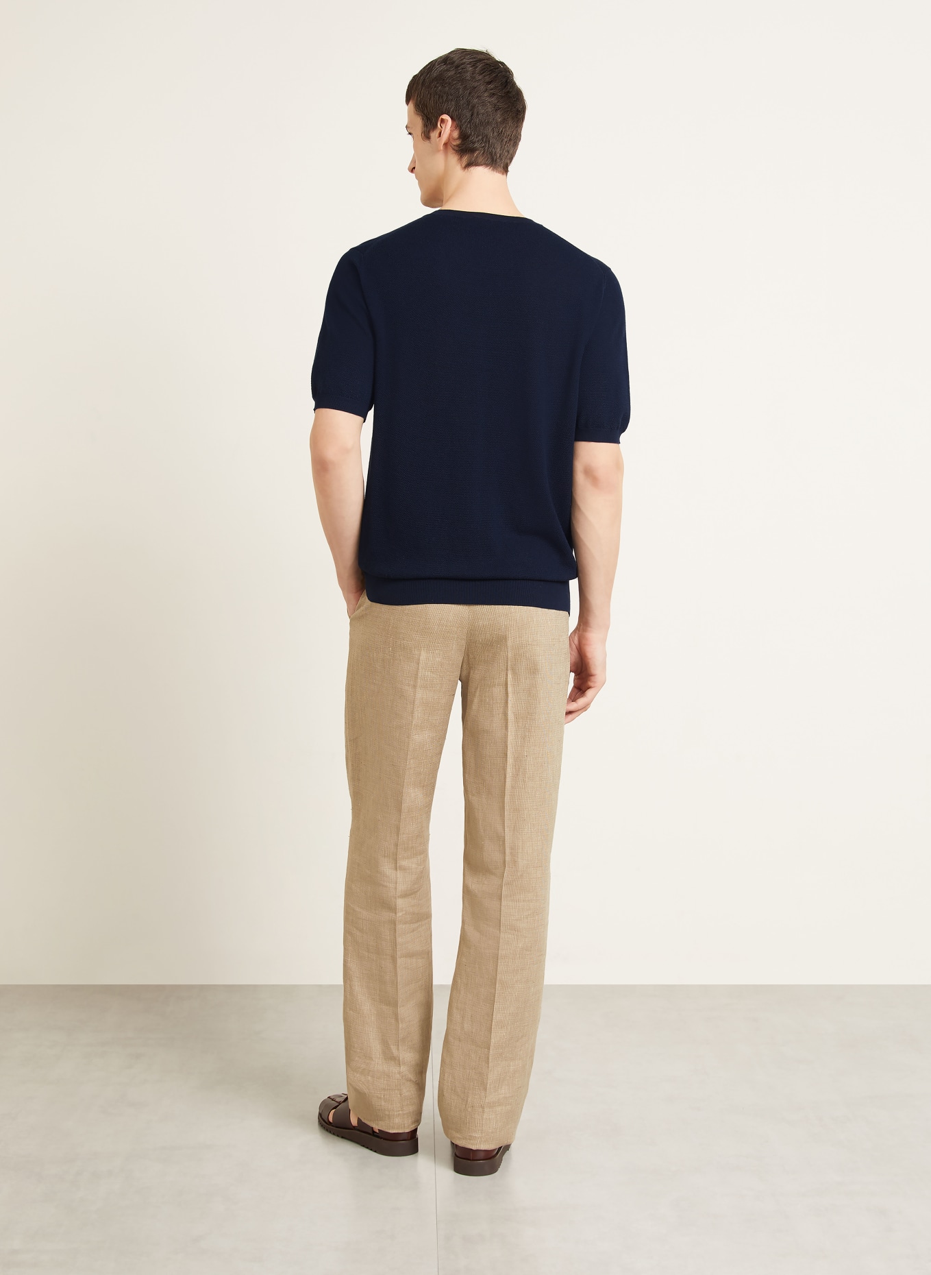 RALPH LAUREN PURPLE LABEL Strickshirt mit Seide: DUNKELBLAU