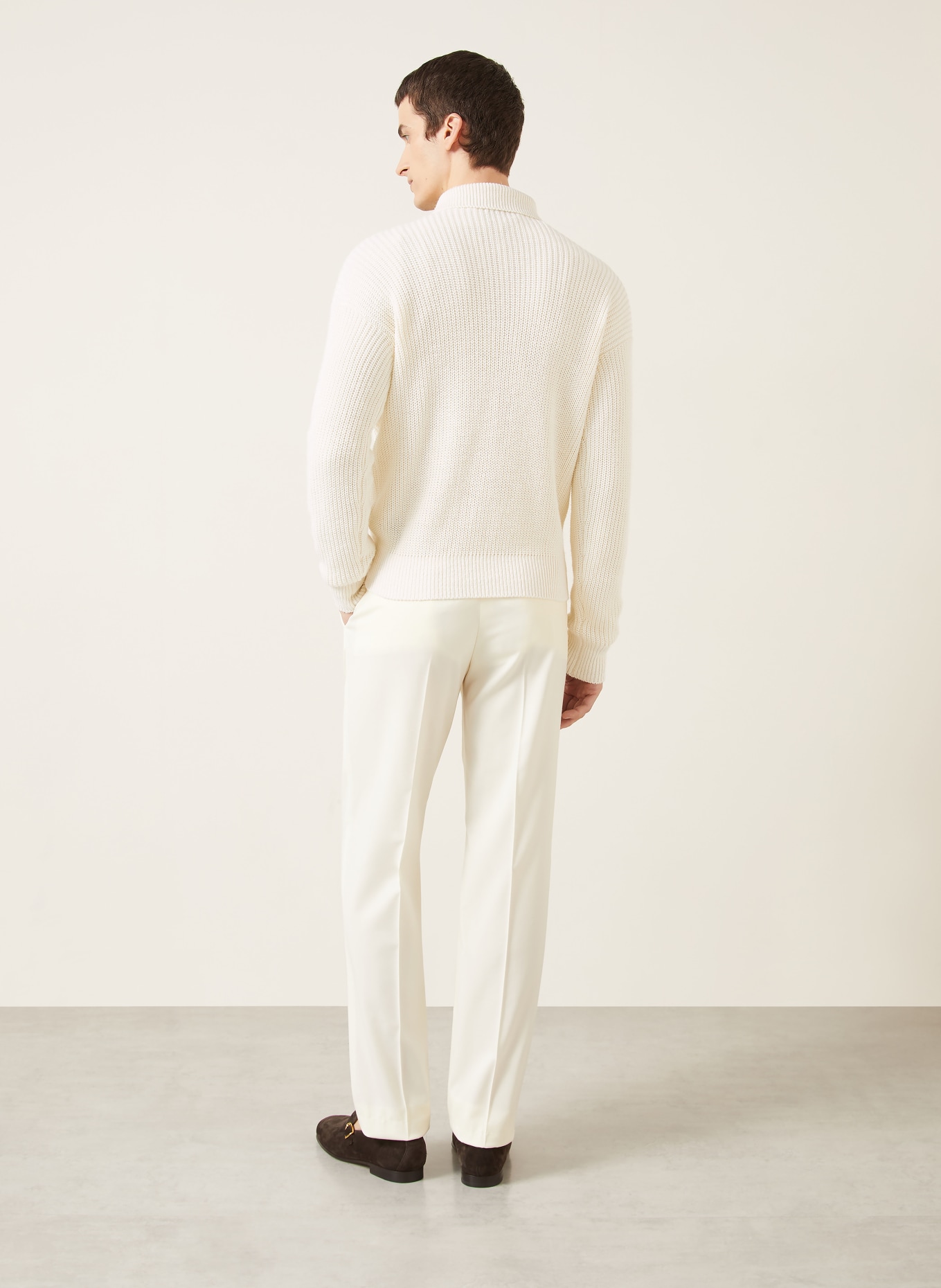 RALPH LAUREN PURPLE LABEL Dzianinowa koszulka polo z jedwabiu: KREMOWY