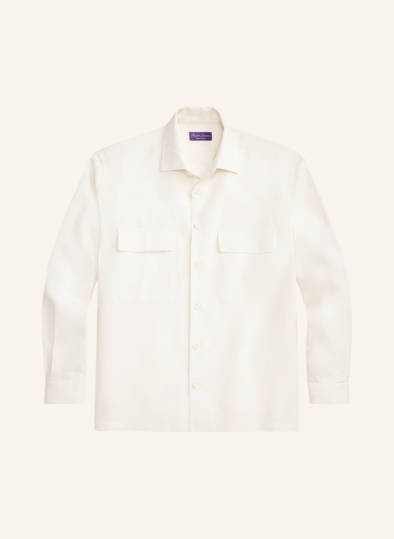 RALPH LAUREN PURPLE LABEL Relaxed fit linen shirt: CREAM