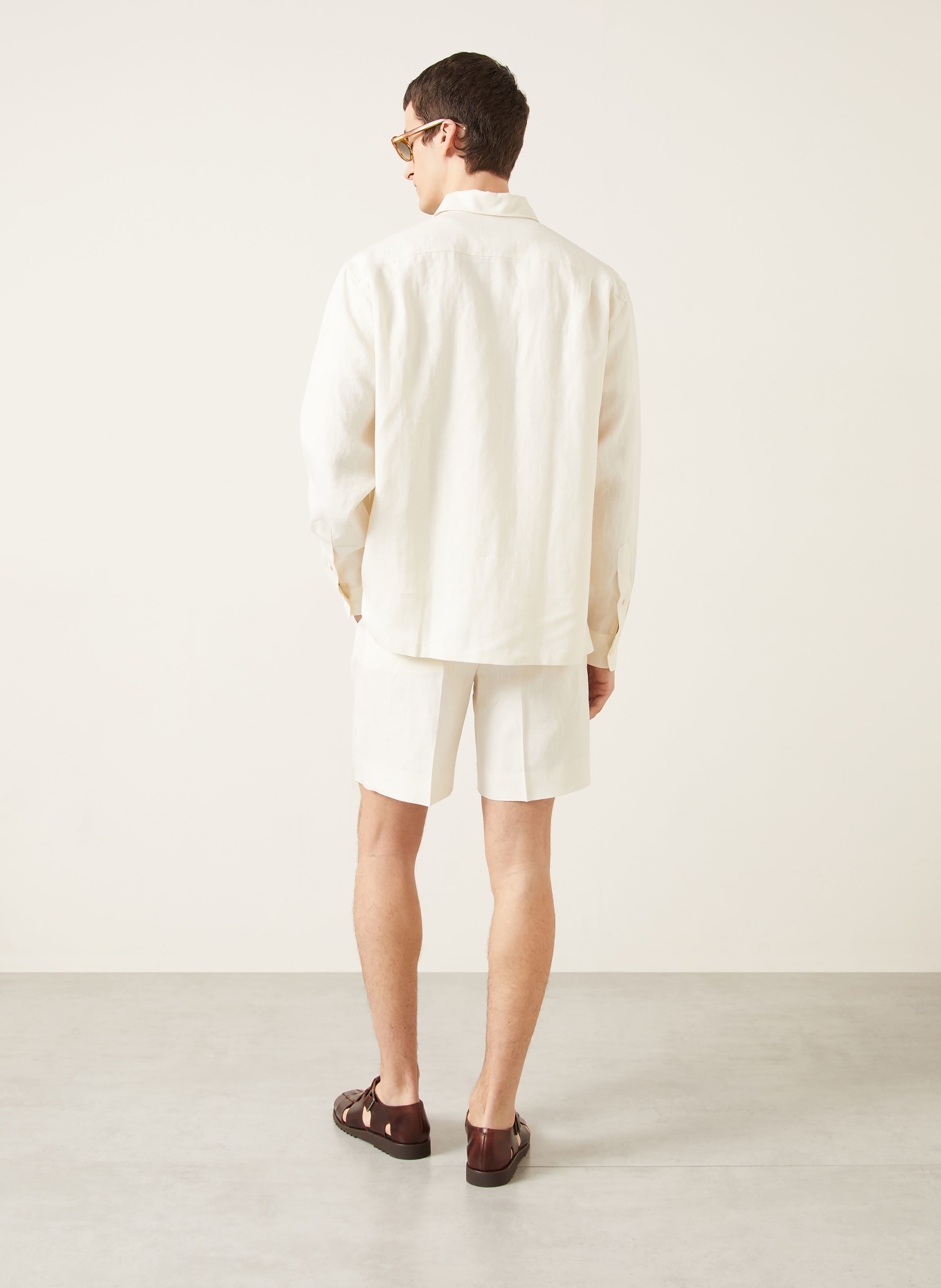 RALPH LAUREN PURPLE LABEL Relaxed fit linen shirt: CREAM