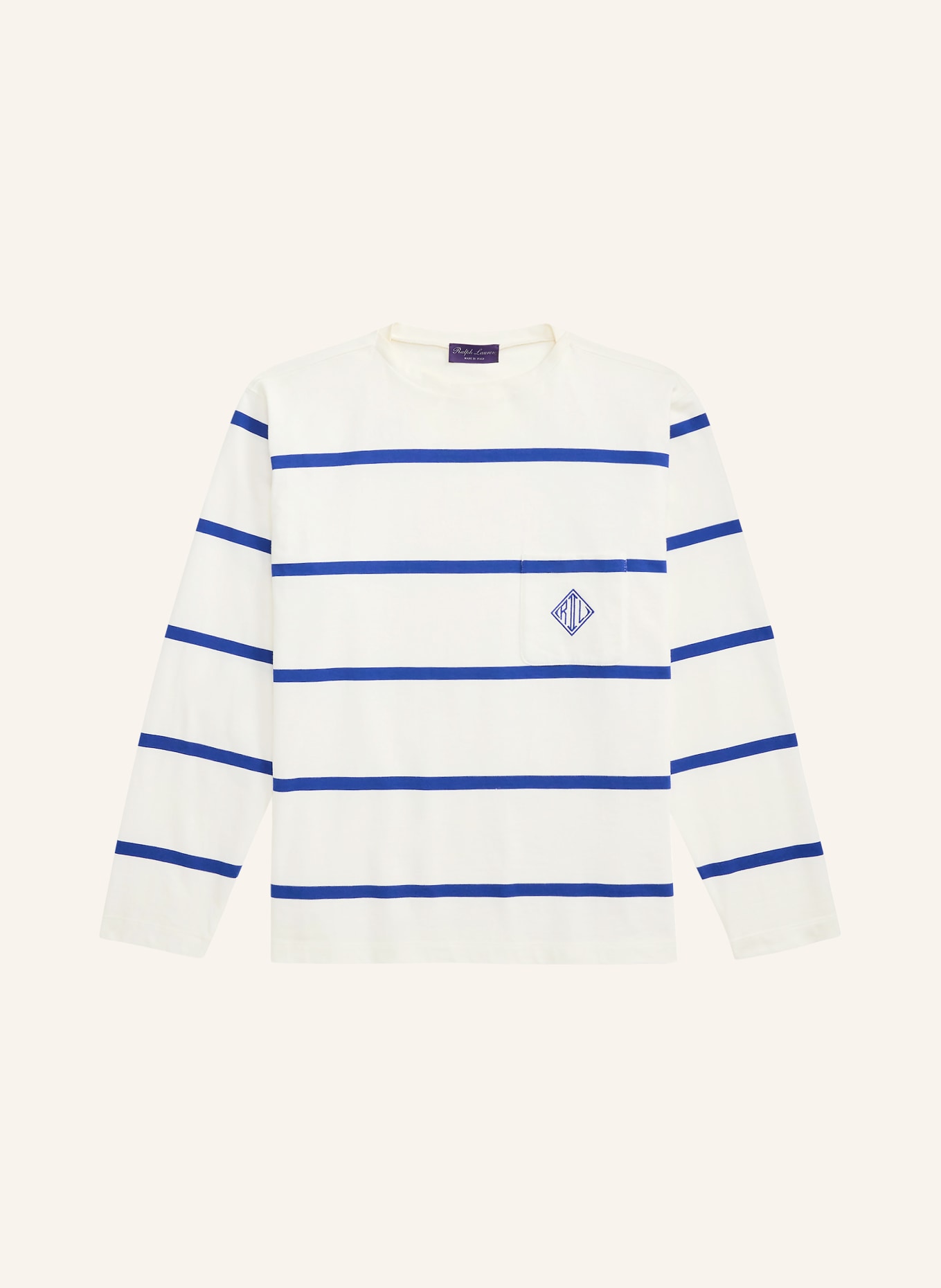 RALPH LAUREN PURPLE LABEL T-shirt à manches longues: BLANC / BLEU