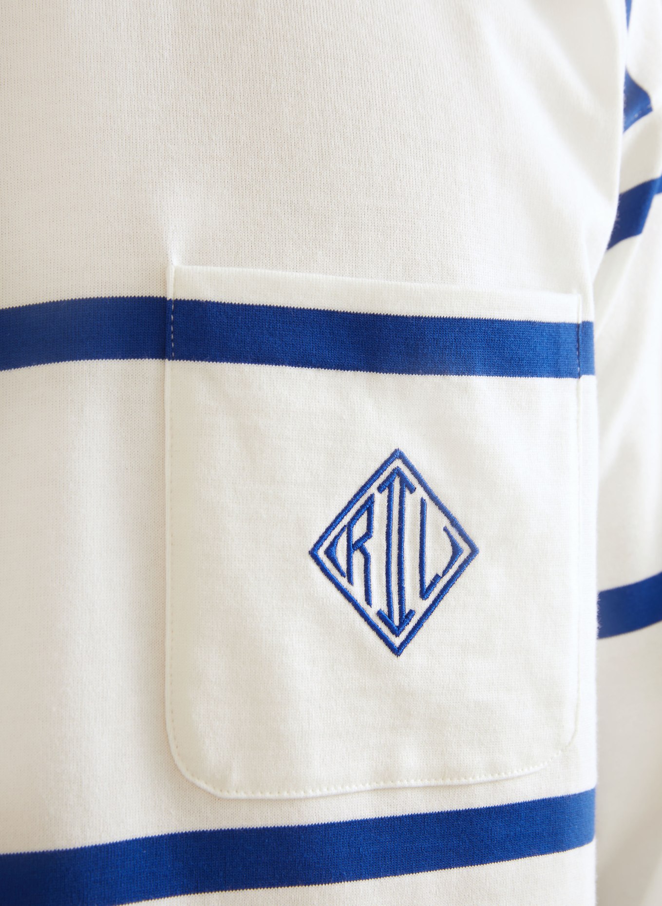 RALPH LAUREN PURPLE LABEL T-shirt à manches longues: BLANC / BLEU