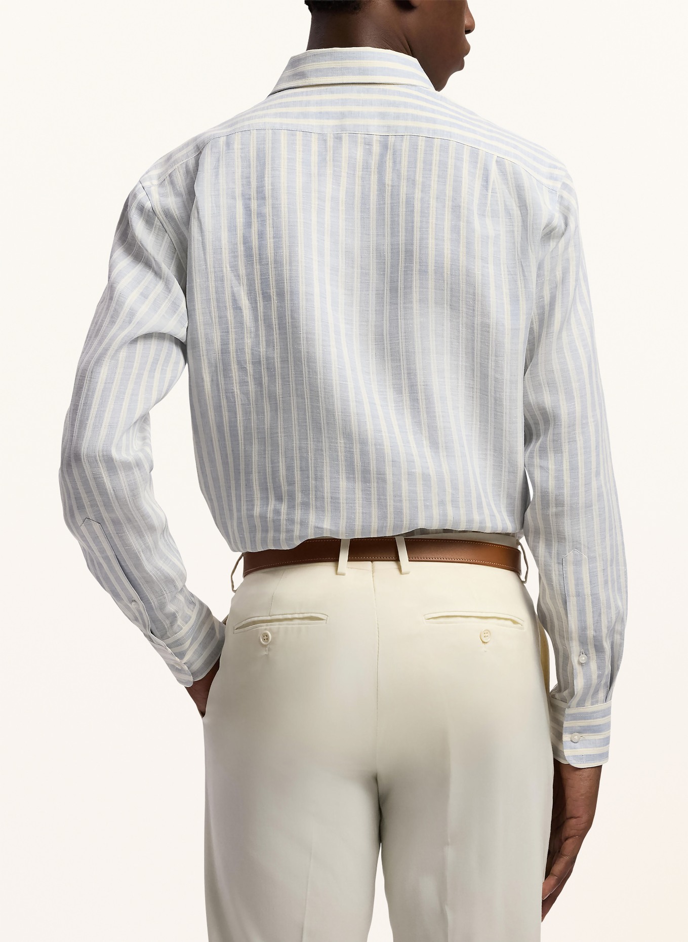 RALPH LAUREN PURPLE LABEL Leinenhemd Custom Fit: HELLBLAU / CREME