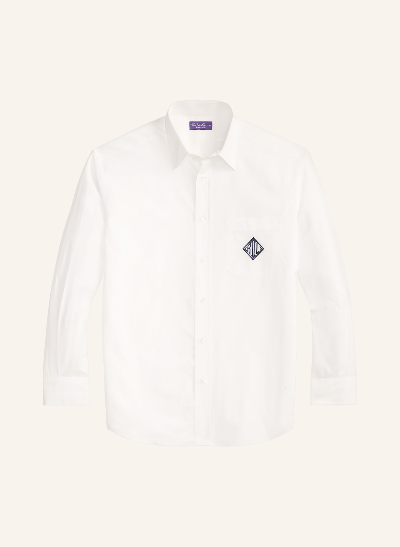 RALPH LAUREN PURPLE LABEL Hemd Relaxed Fit: ECRU / DUNKELBLAU