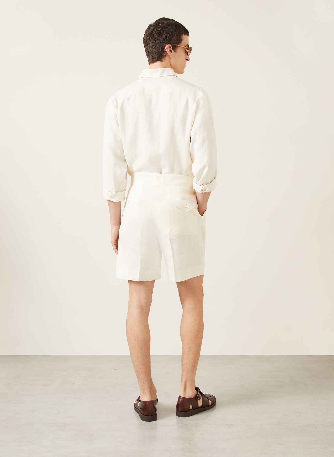 RALPH LAUREN PURPLE LABEL Leinenshorts: CREME