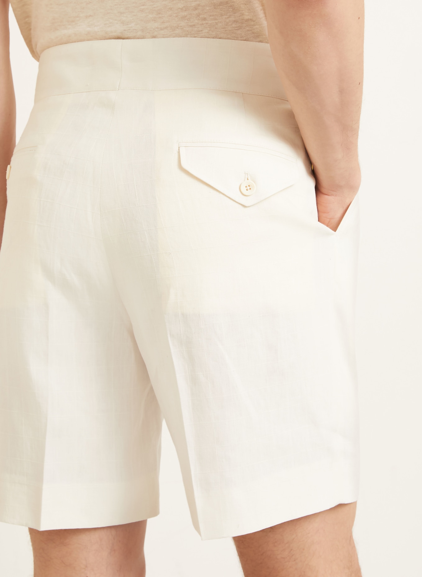 RALPH LAUREN PURPLE LABEL Leinenshorts: CREME