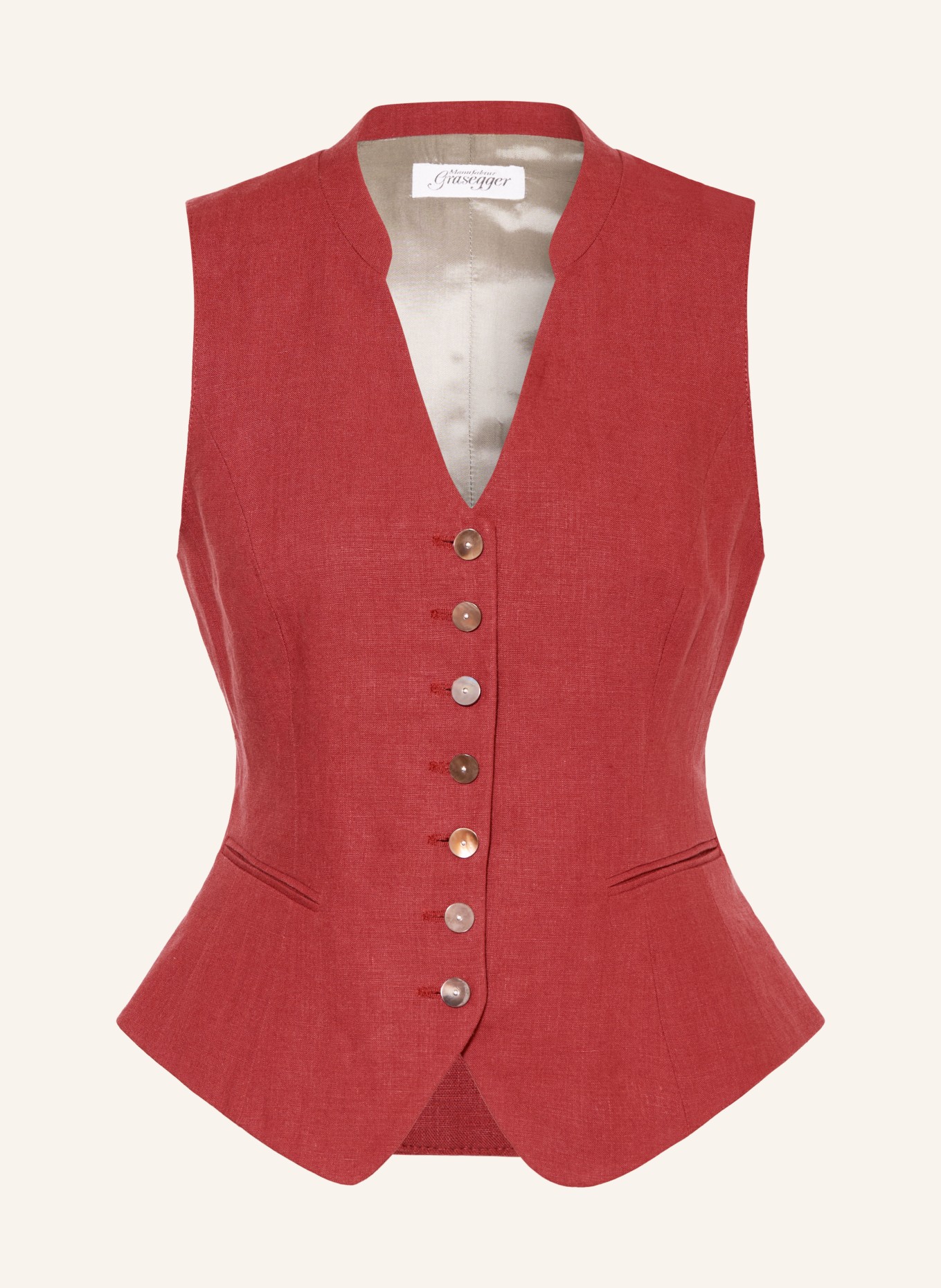 Grasegger Kamizelka w stylu ludowym VERONIKA z lnu: CIEMNOCZERWONY