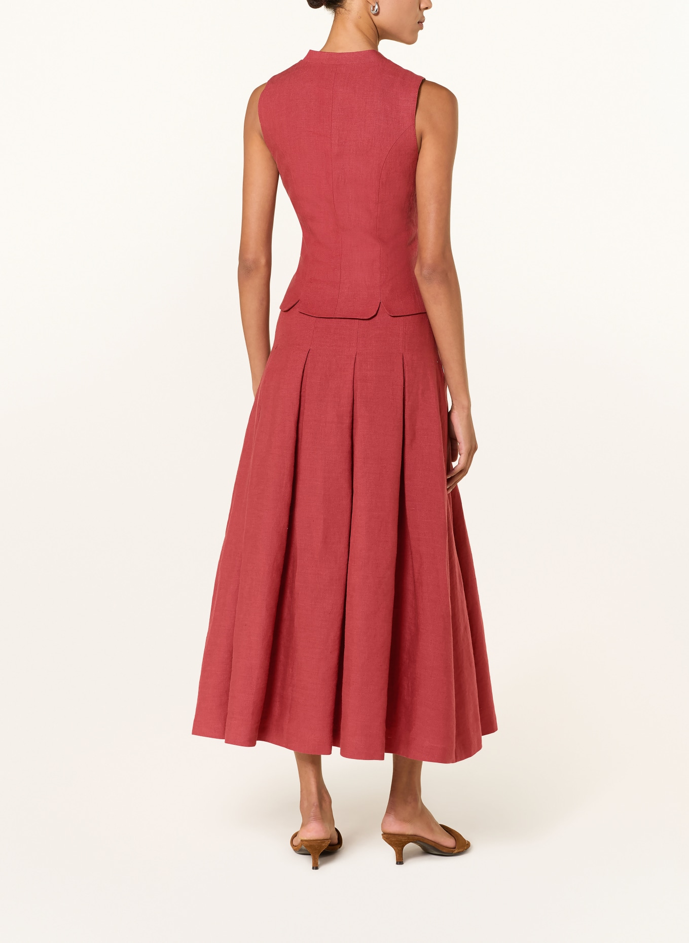 Grasegger Kamizelka w stylu ludowym VERONIKA z lnu: CIEMNOCZERWONY