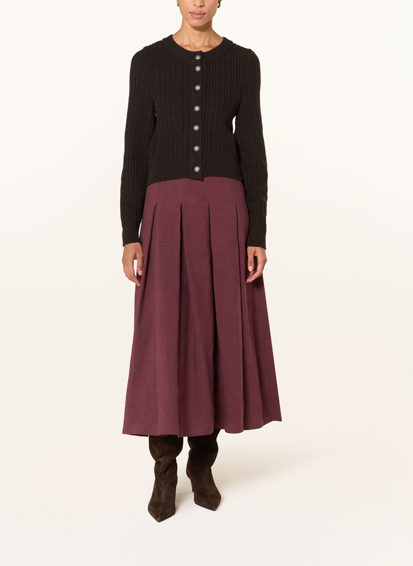 Grasegger Lněná sukně IVY: TMAVĚ ČERVENÁ