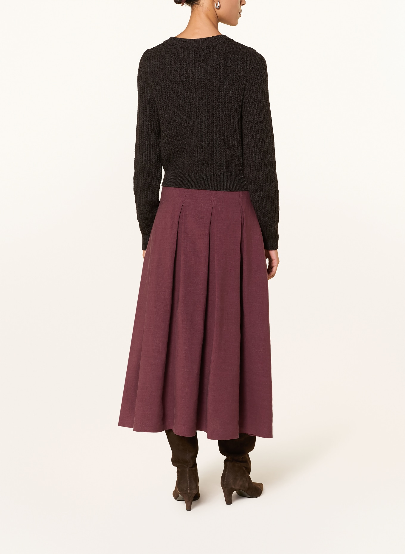 Grasegger Lněná sukně IVY: TMAVĚ ČERVENÁ