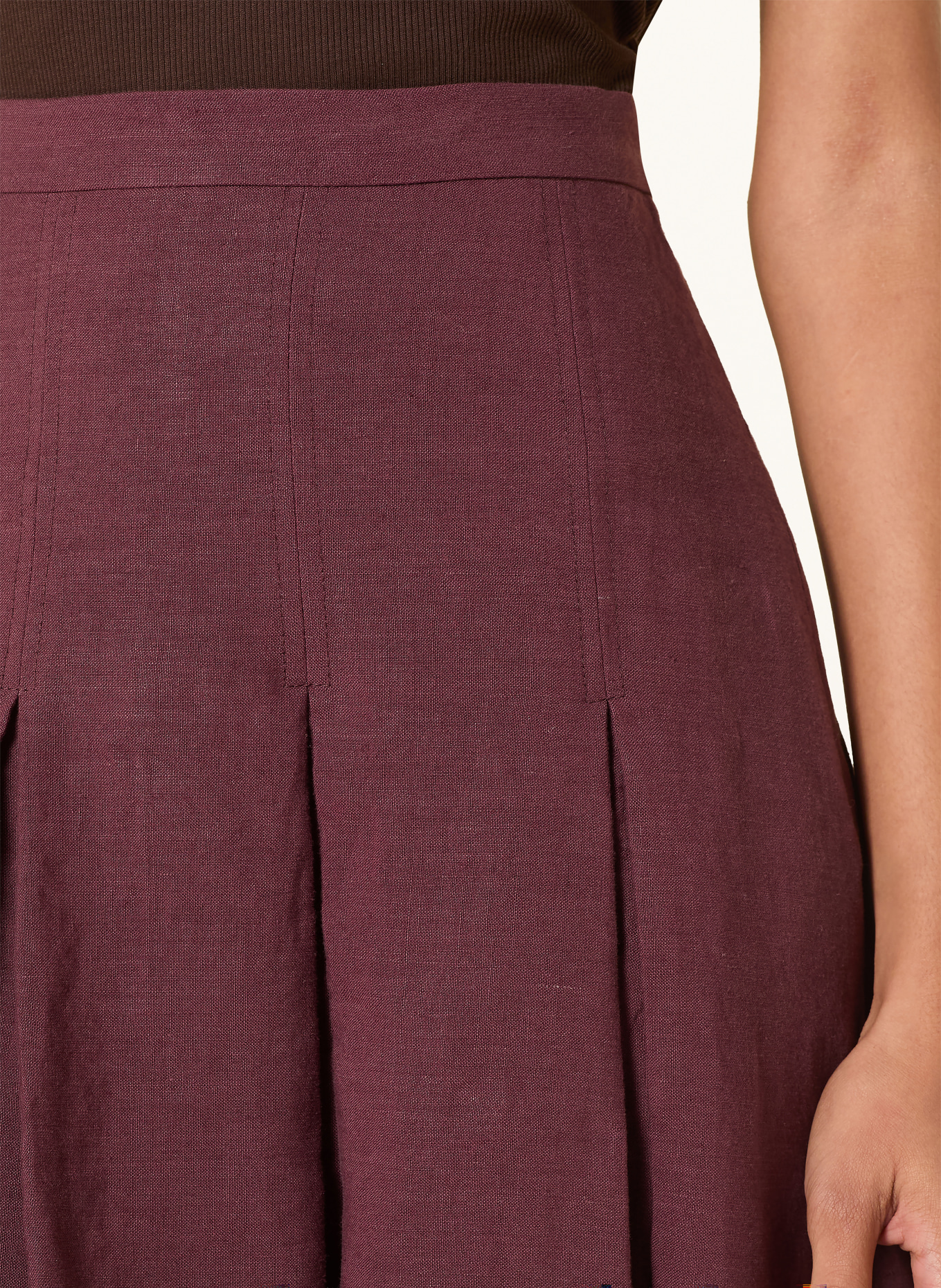 Grasegger Lněná sukně IVY: TMAVĚ ČERVENÁ