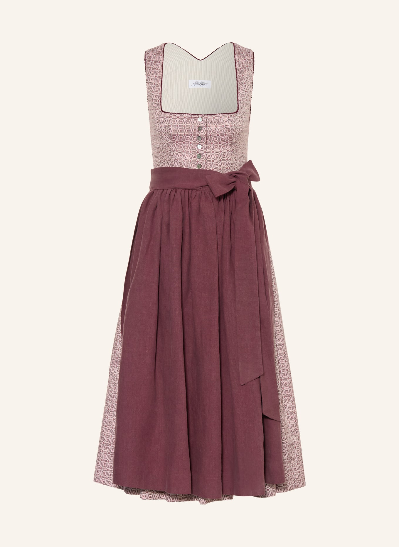 Grasegger Dirndl BRIANNA: DUNKELROT / WEISS